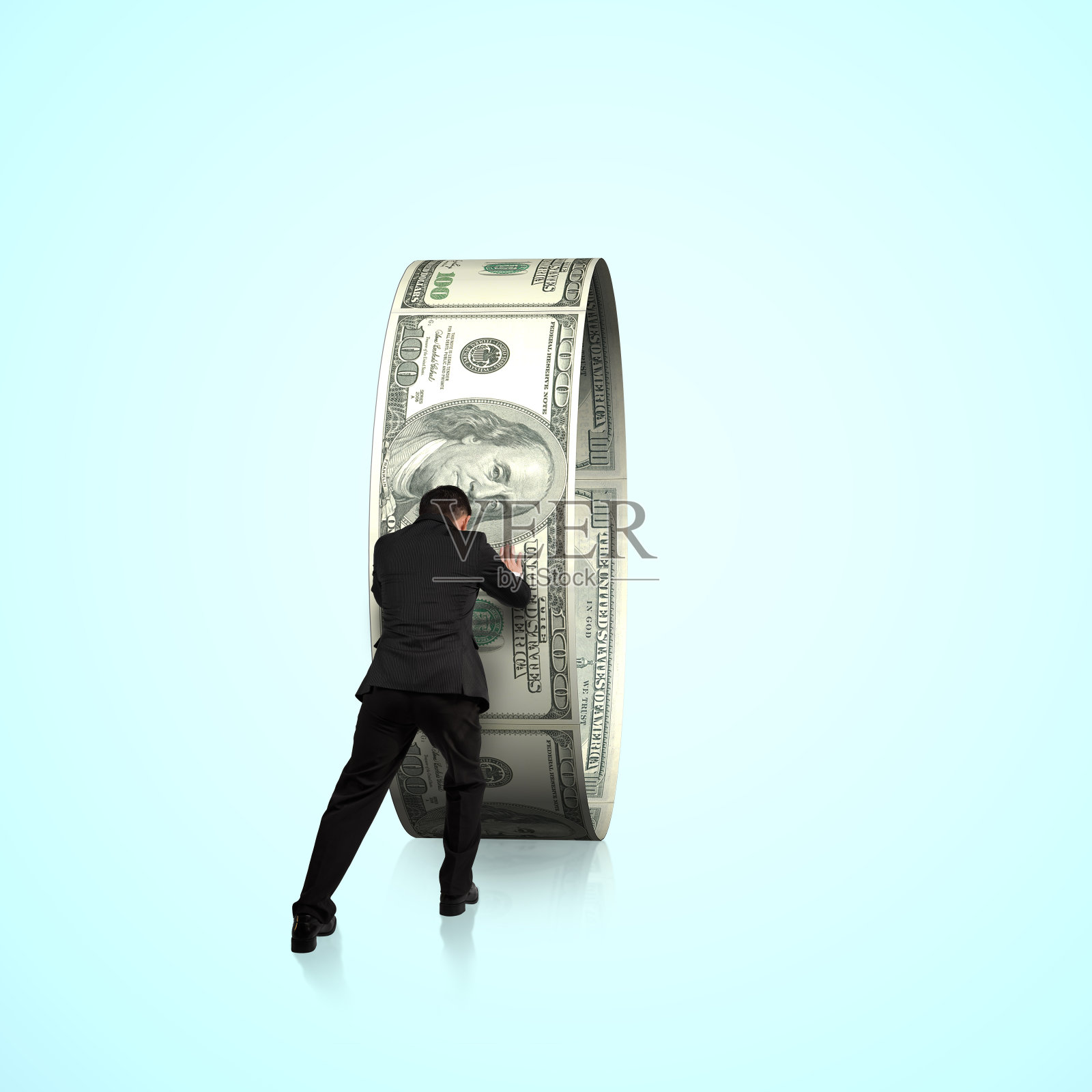 后视镜商人推钱圈照片摄影图片