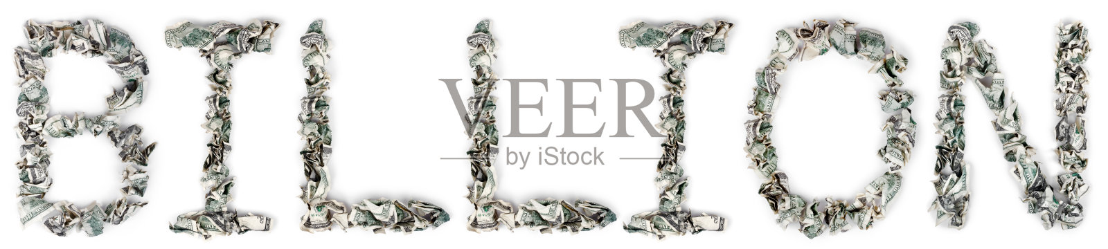 10亿皱巴巴的100美元钞票照片摄影图片