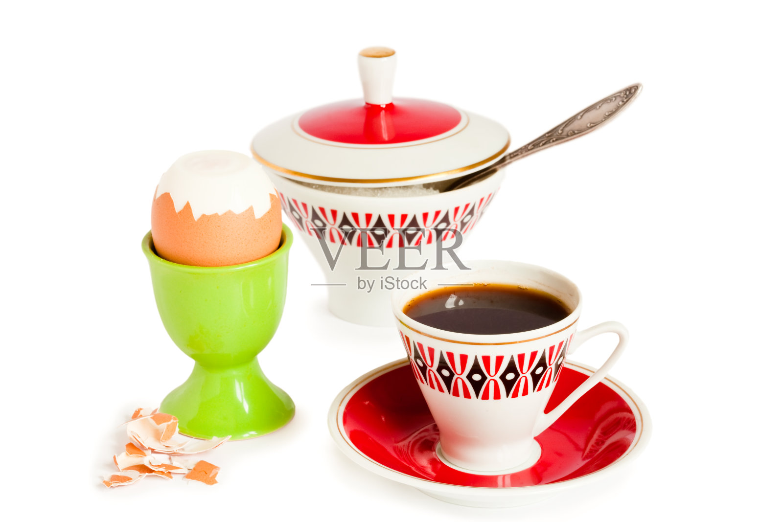 早餐吃鸡蛋和咖啡照片摄影图片