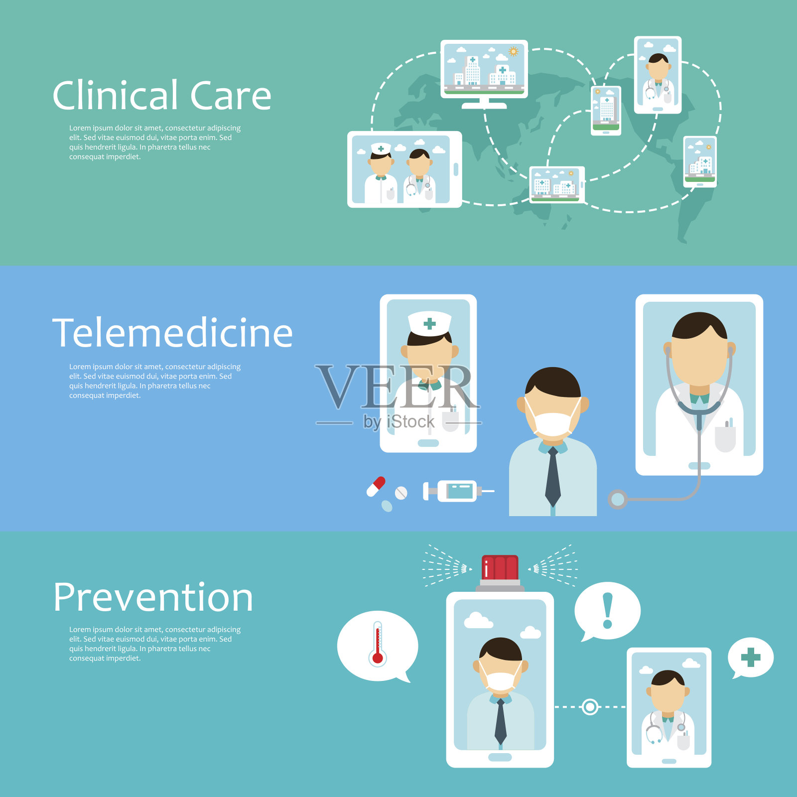 远程医疗的概念集合插画图片素材