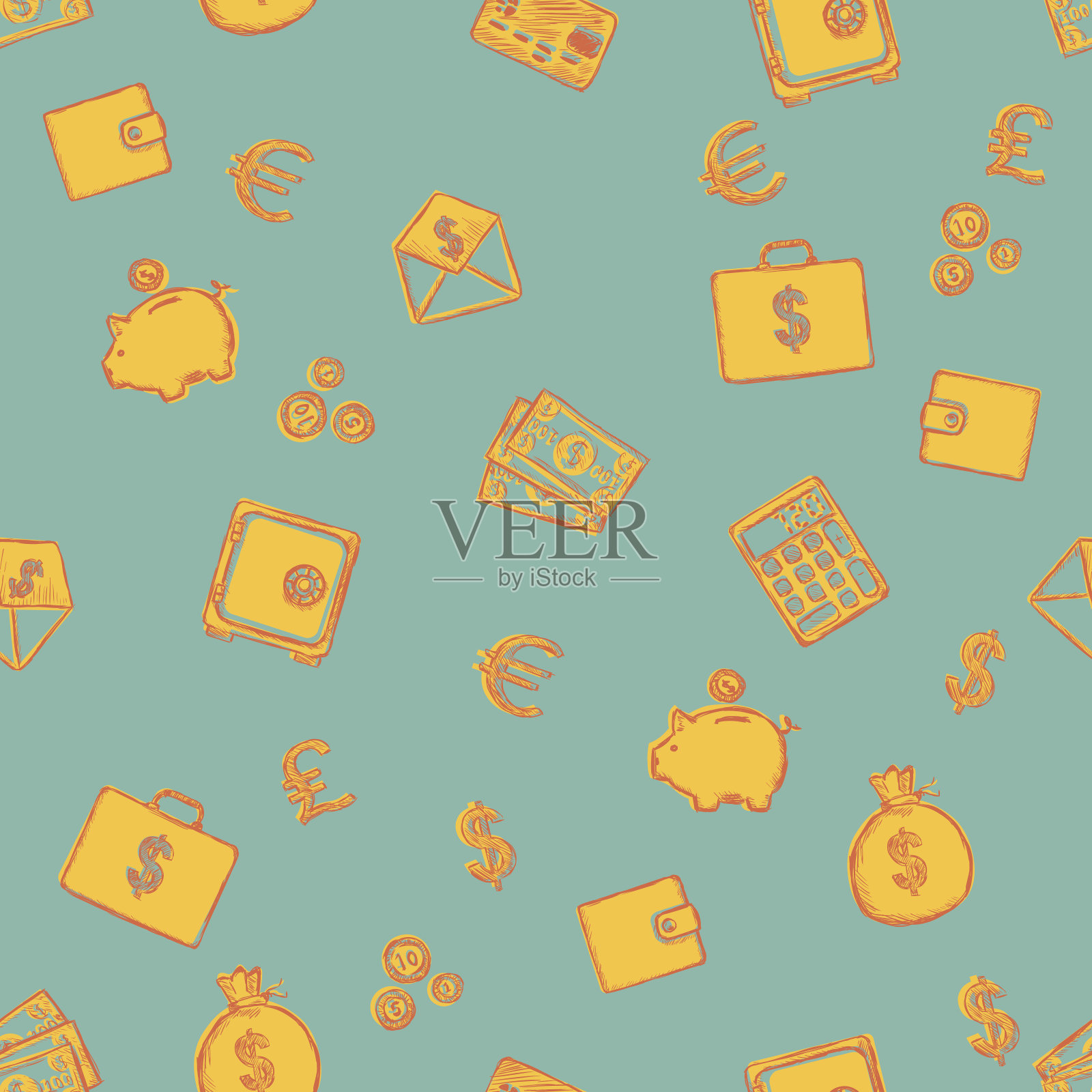 矢量无缝金融模式插画图片素材