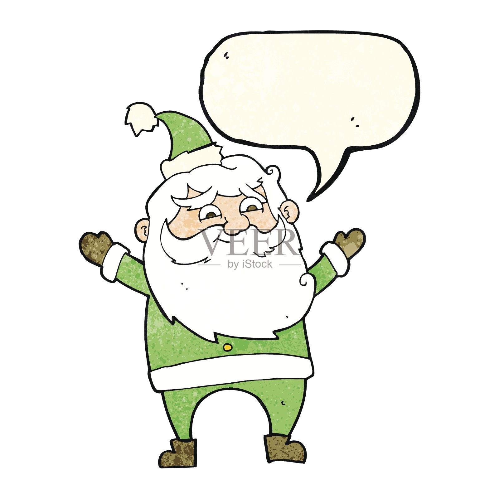 卡通圣诞老人用泡泡语快乐插画图片素材