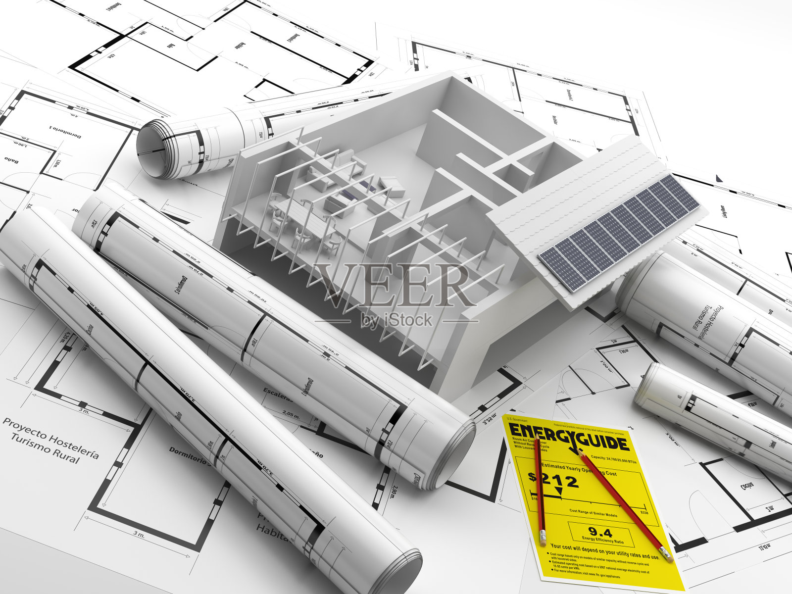 Construcci ? n。指?作为可再生能源。房地产在上午?有钱照片摄影图片