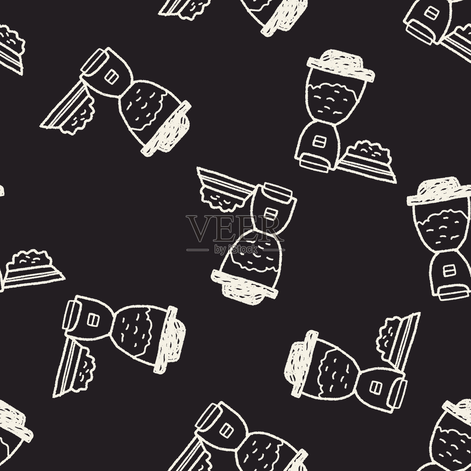 宠物食品无缝图案背景涂鸦插画图片素材