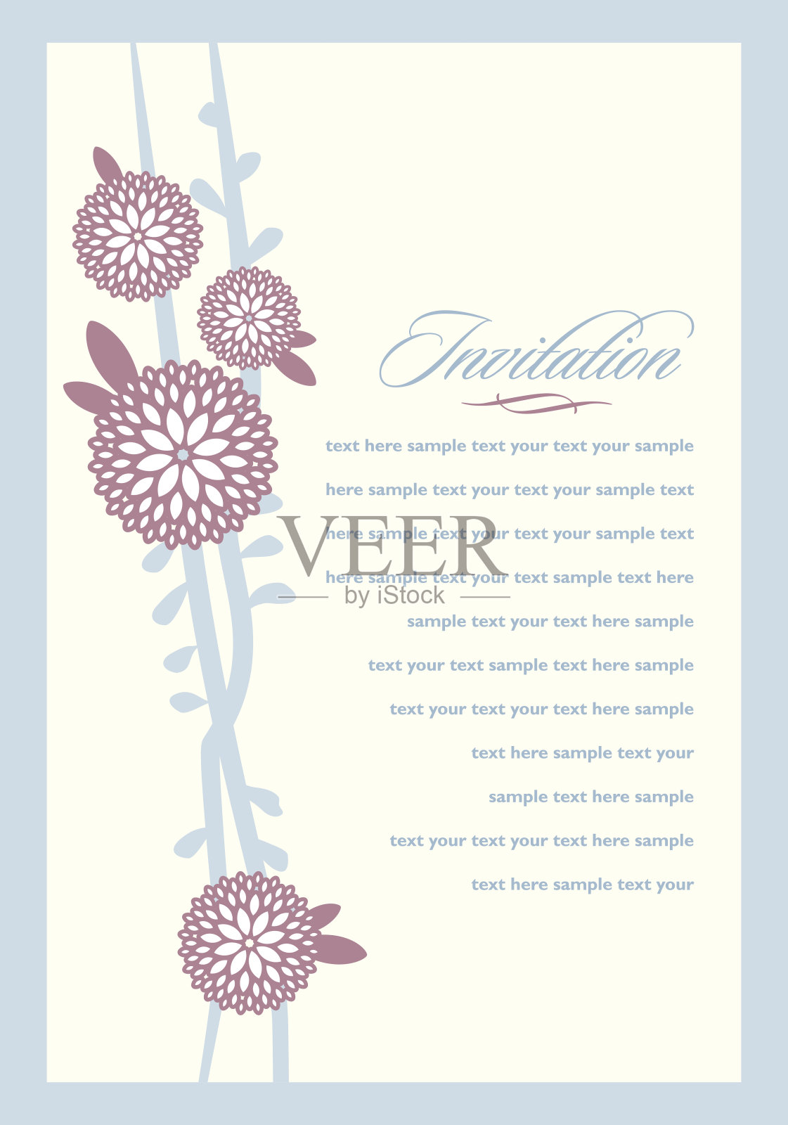 漂亮的复古花邀请卡。矢量图设计模板素材