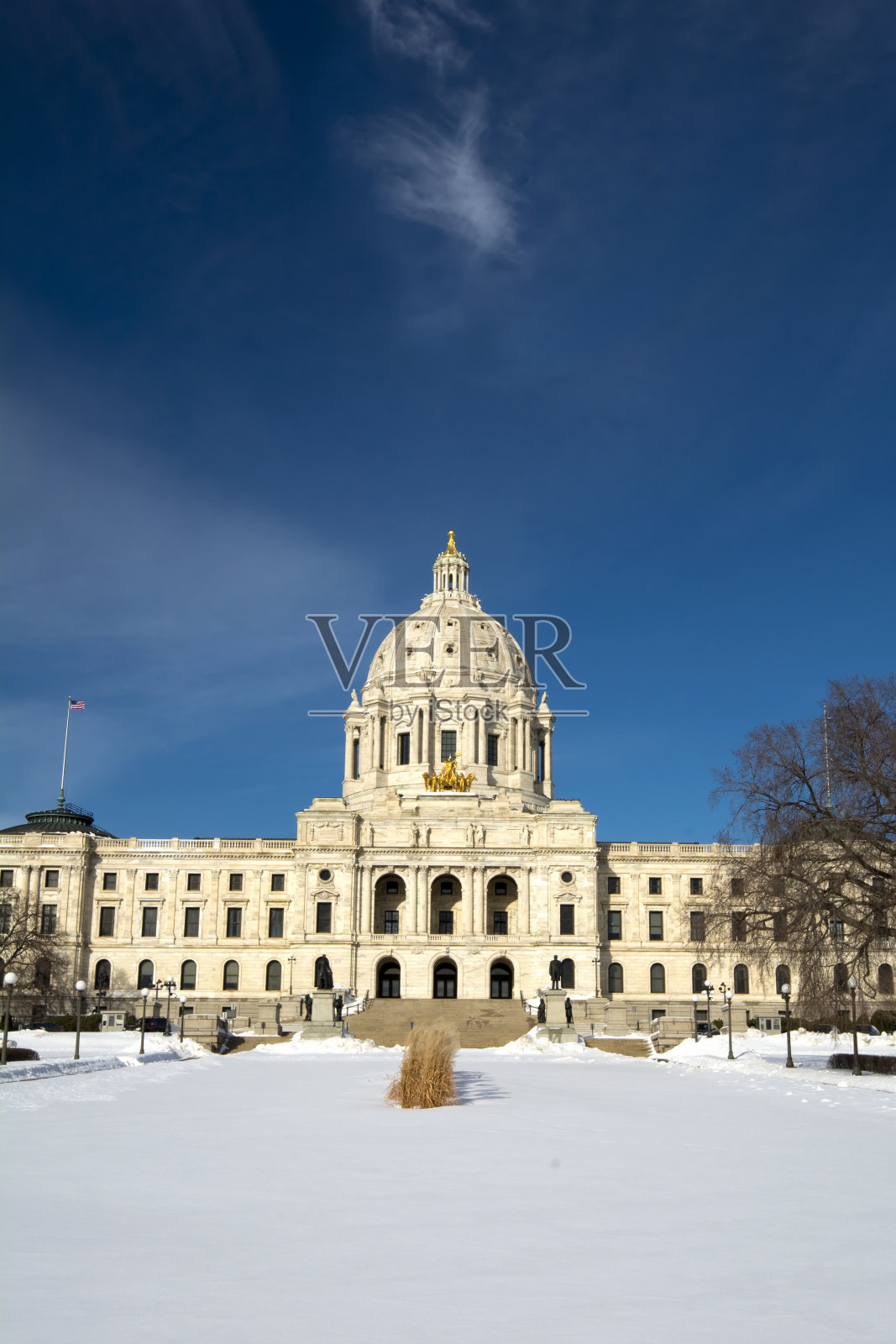 冬季，州议会大厦，圣保罗，明尼苏达州，美国照片摄影图片