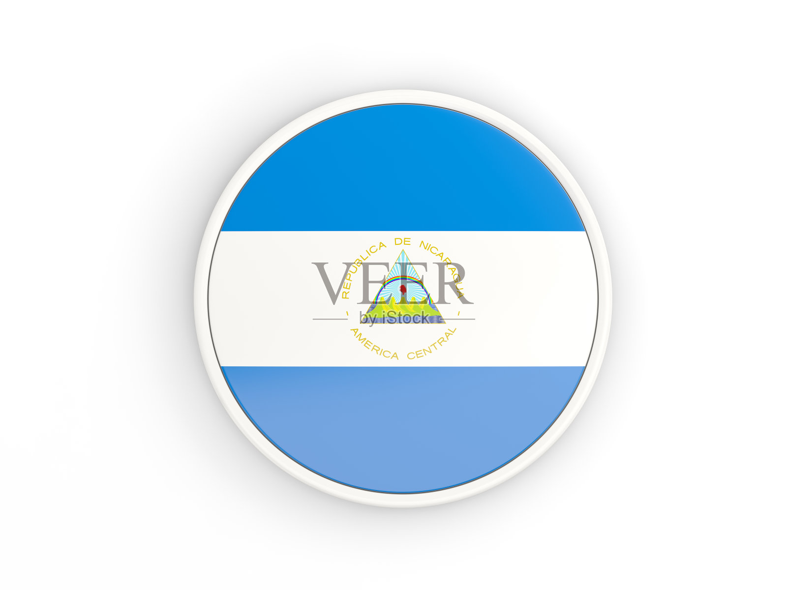 尼加拉瓜的旗帜。带框架的圆形图标照片摄影图片