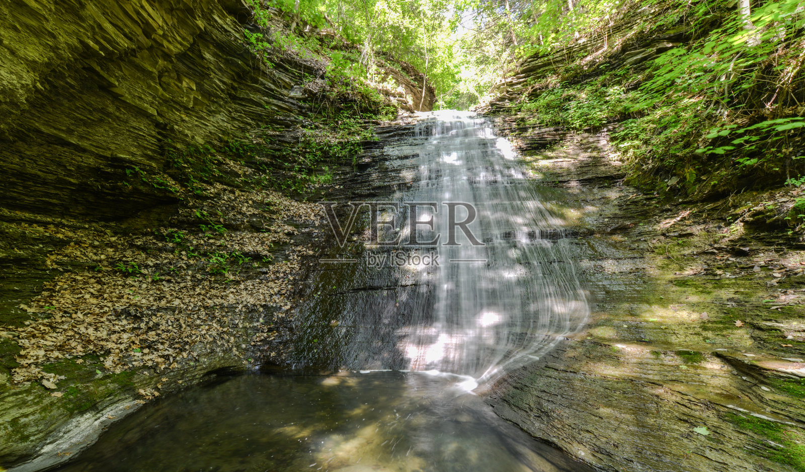 精益求精格伦瀑布，沃特金斯格伦，纽约照片摄影图片