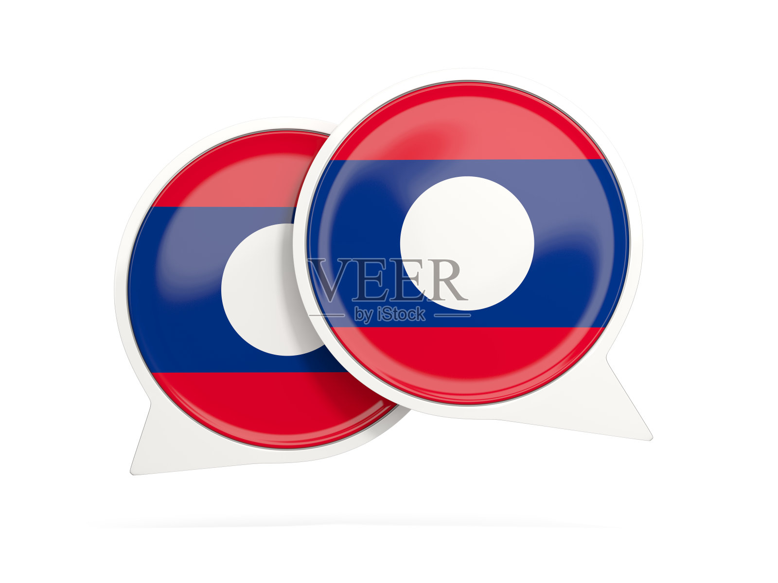 老挝国旗，圆形聊天图标照片摄影图片