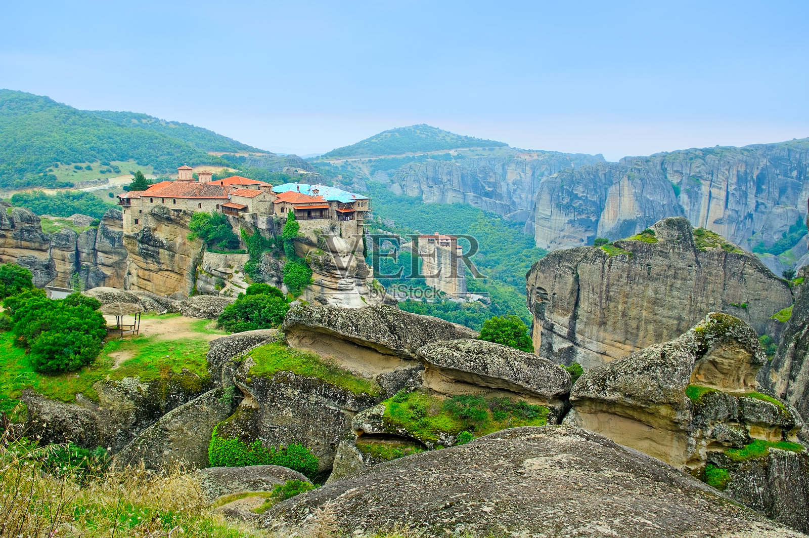 从Meteora-Greece修道院。照片摄影图片