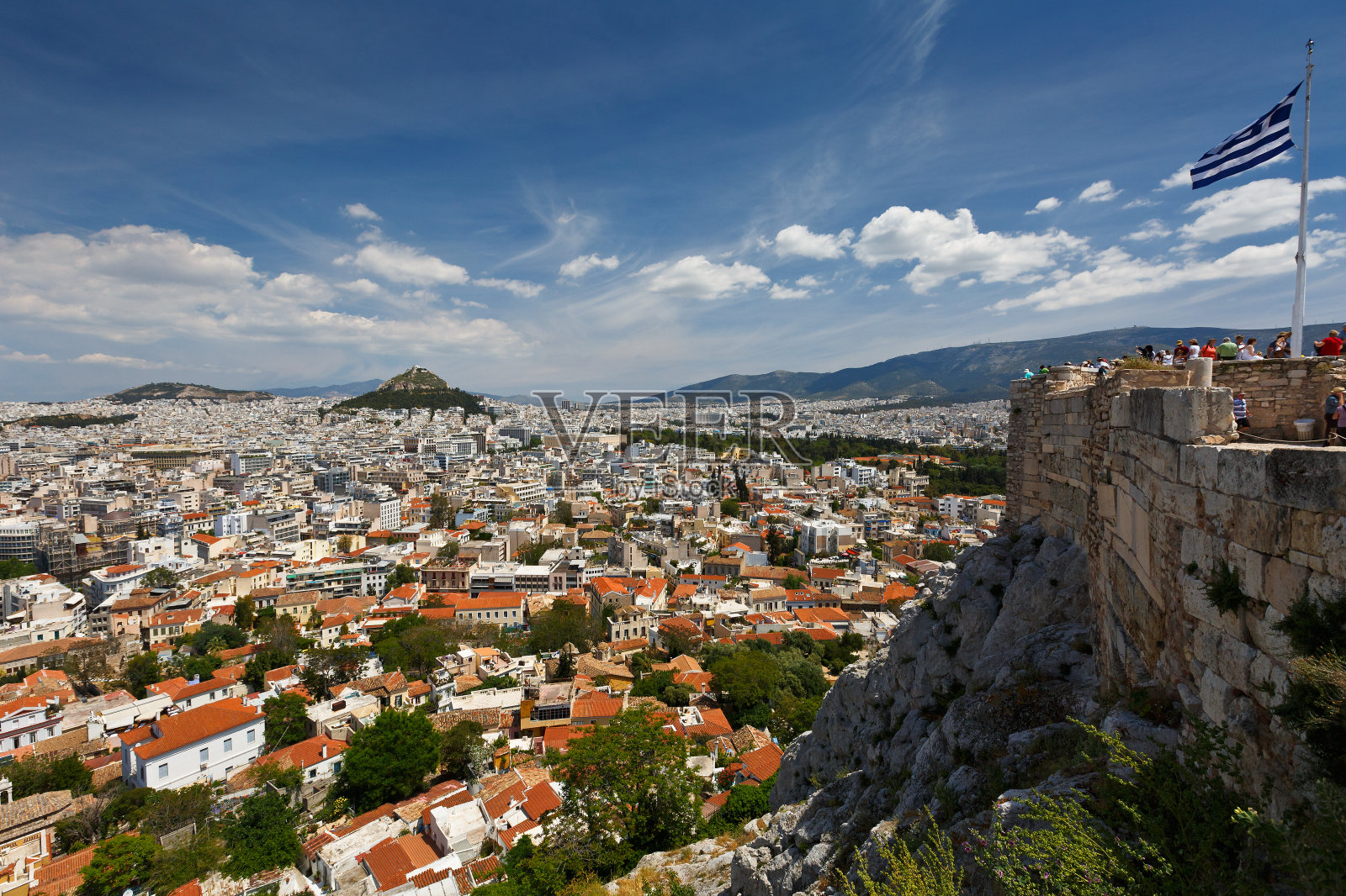 卫城和利卡贝特斯山。照片摄影图片