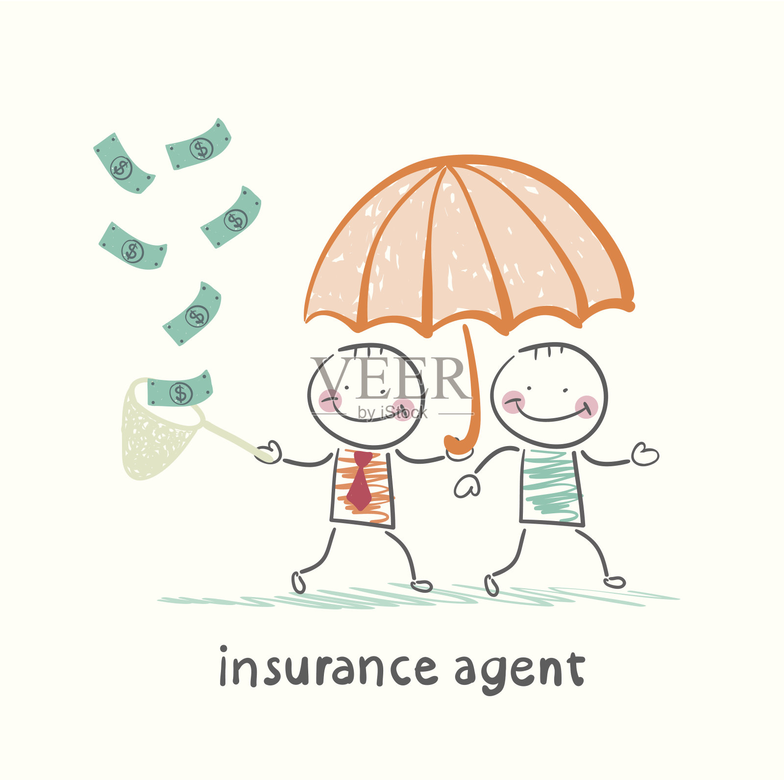 保险代理人保护人的伞插画图片素材