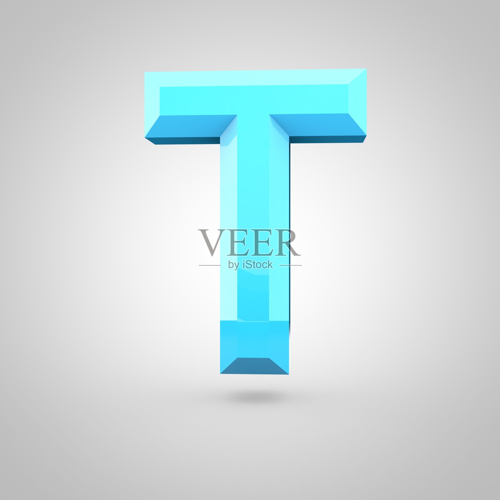 蓝色低聚字母字母T大写孤立在白色背景。设计元素图片