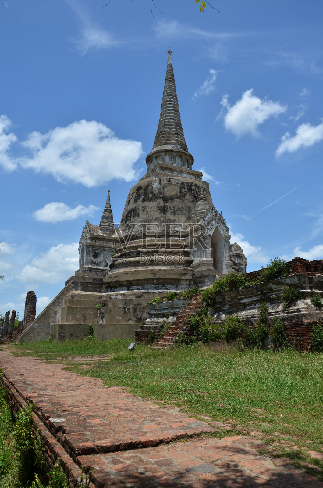 泰国大城府历史公园内的桑斐寺照片摄影图片