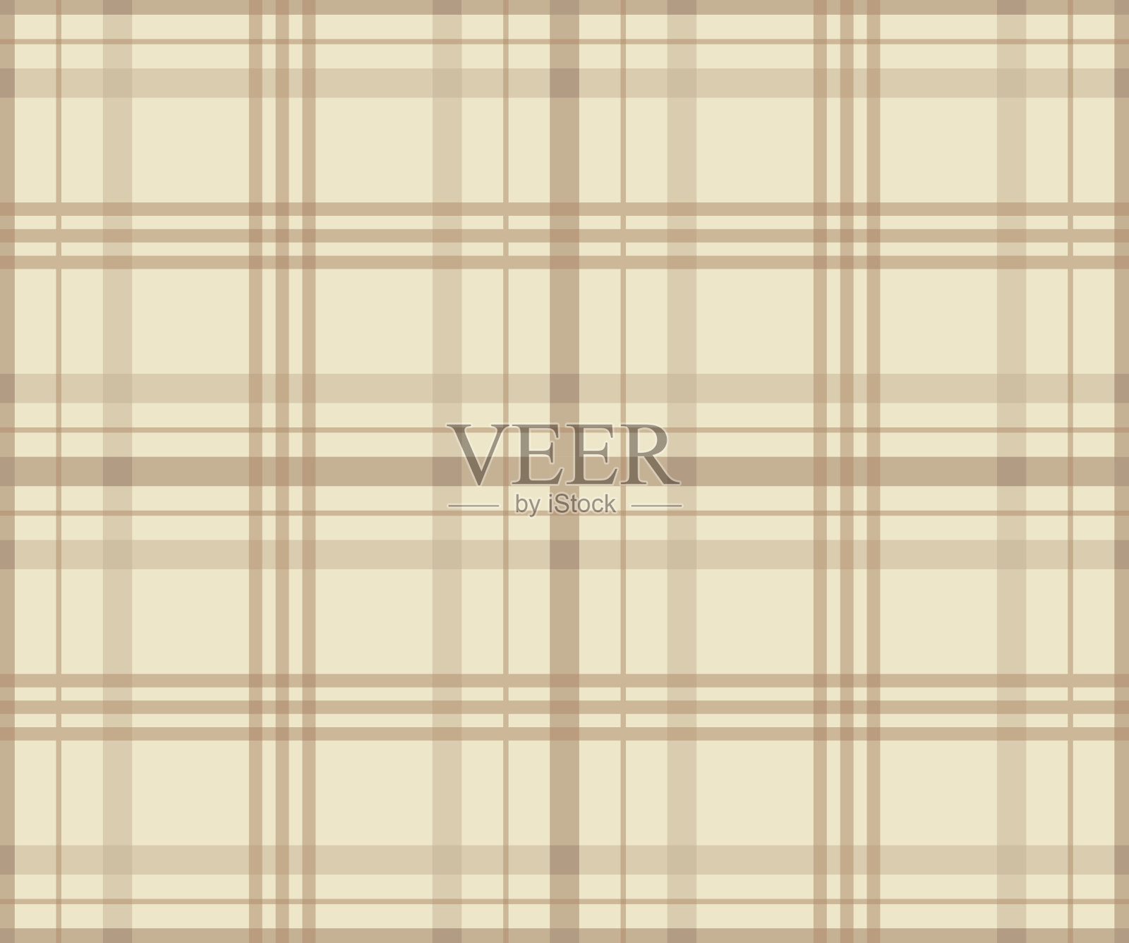 无缝格子花格图案。格子织物纹理上印有条纹，奶油色和浅棕色。时尚壁纸矢量插图。插画图片素材