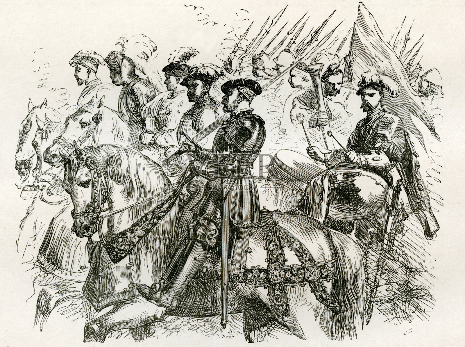 勇士,唯利是图,雕刻插画图片素材