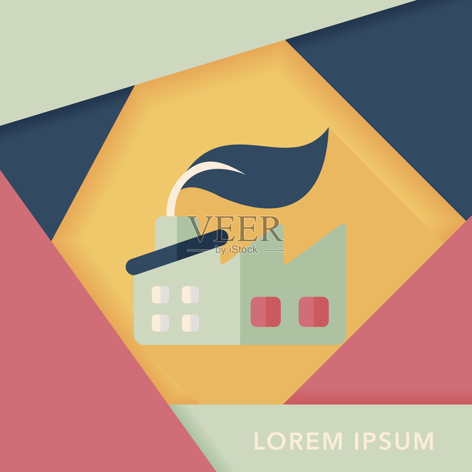 环保概念平面图标与长阴影，eps1设计模板素材