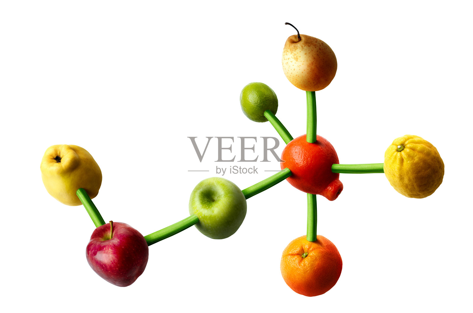 分子结构与水果末端数字图像照片摄影图片