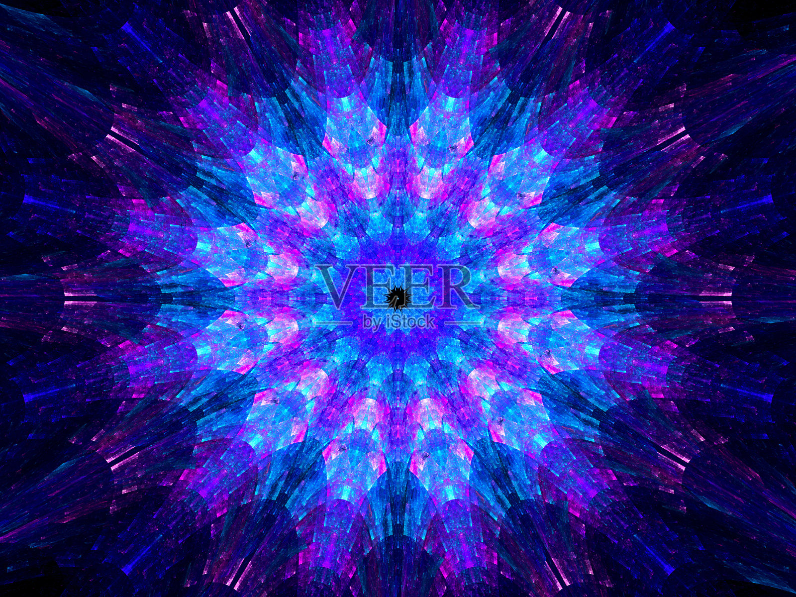 空间中五颜六色发光的分形万花筒曼陀罗照片摄影图片