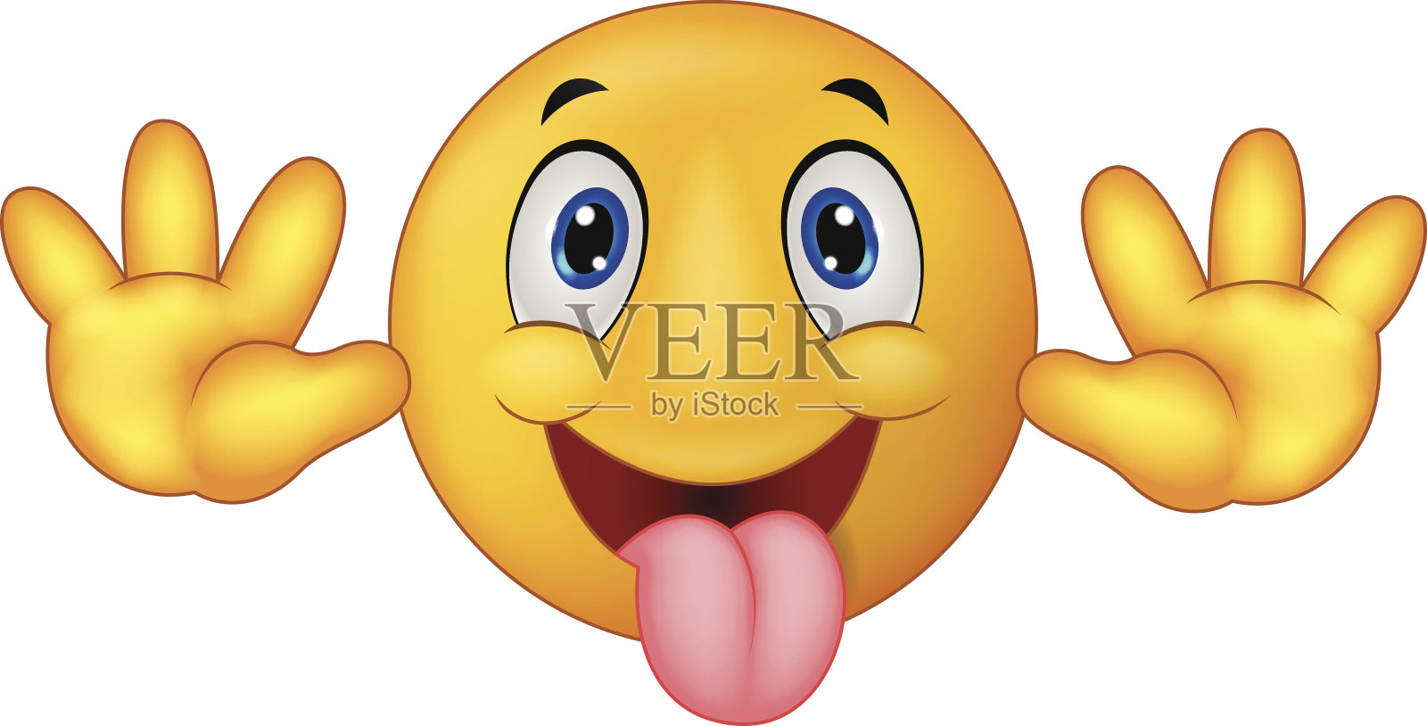 顽皮的卡通表情笑脸开玩笑地伸出舌头插画图片素材