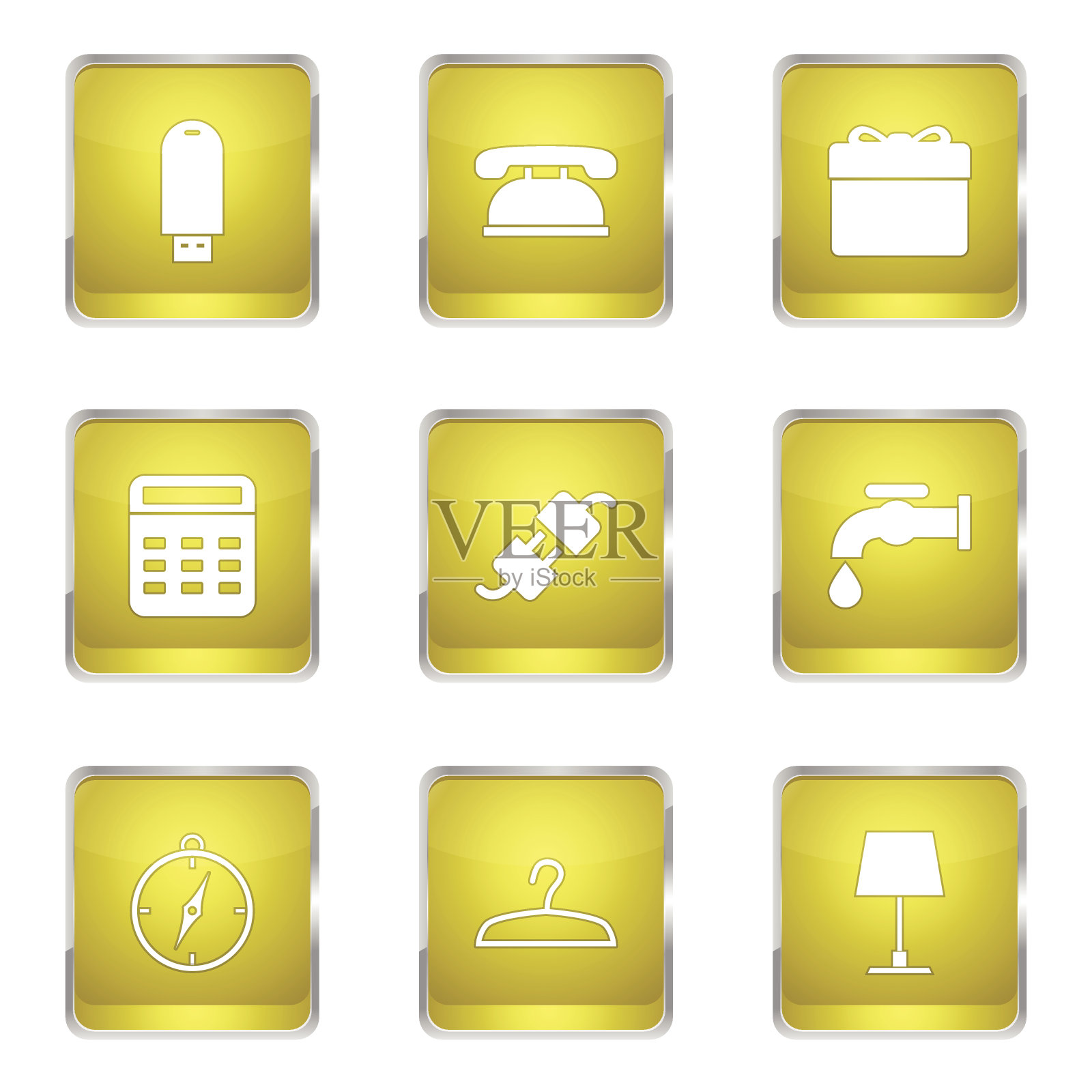 住宅设备方形矢量黄色图标设计集图标素材