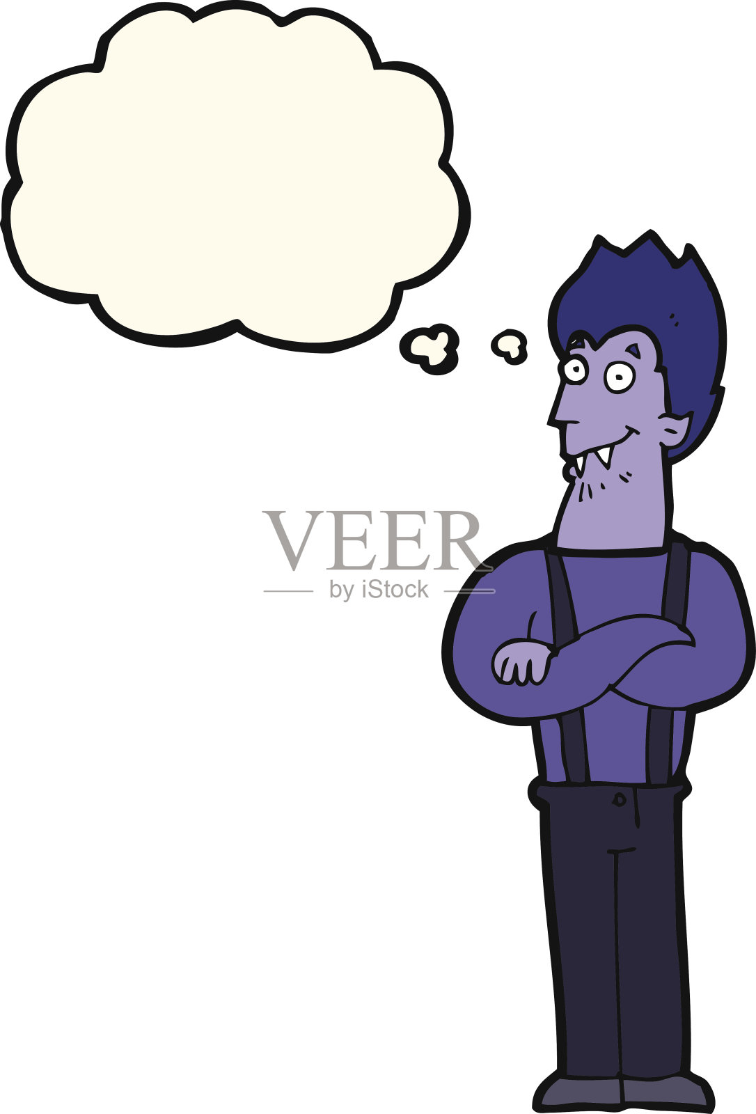 卡通快乐的吸血鬼与思想泡泡设计元素图片