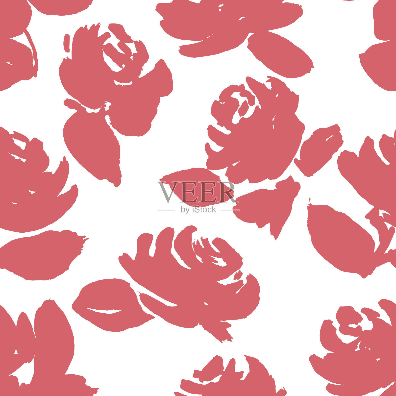 手绘玫瑰剪影插画图片素材