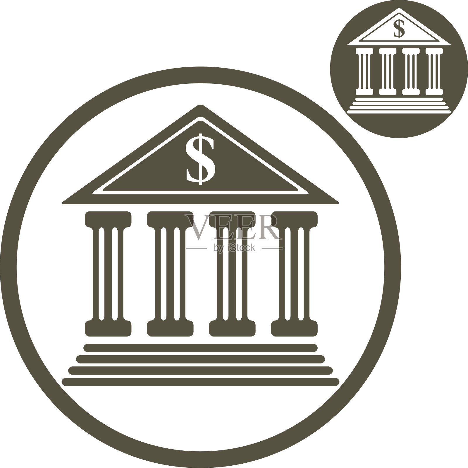 白色背景上的银行大楼矢量单色图标插画图片素材