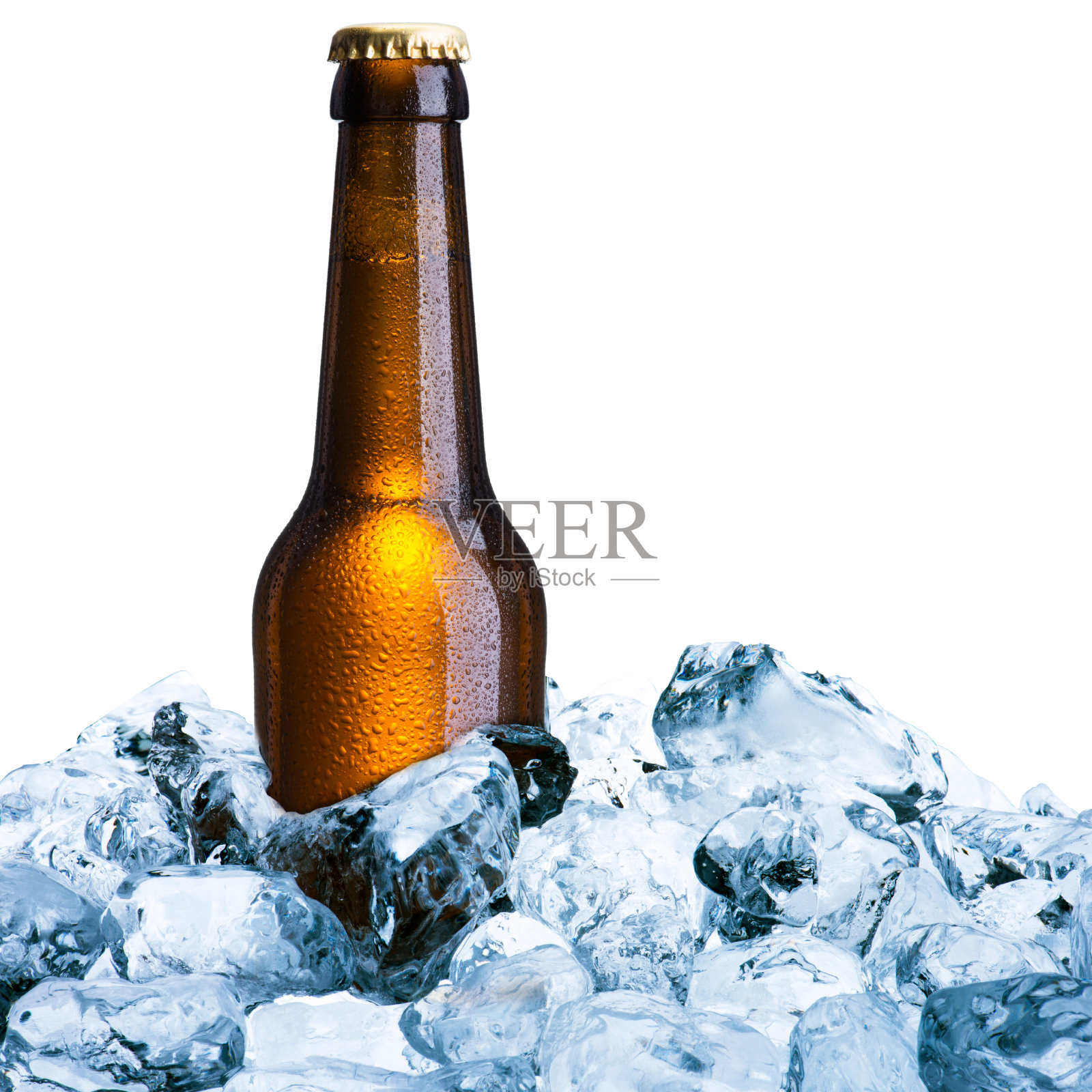 啤酒瓶加冰块照片摄影图片