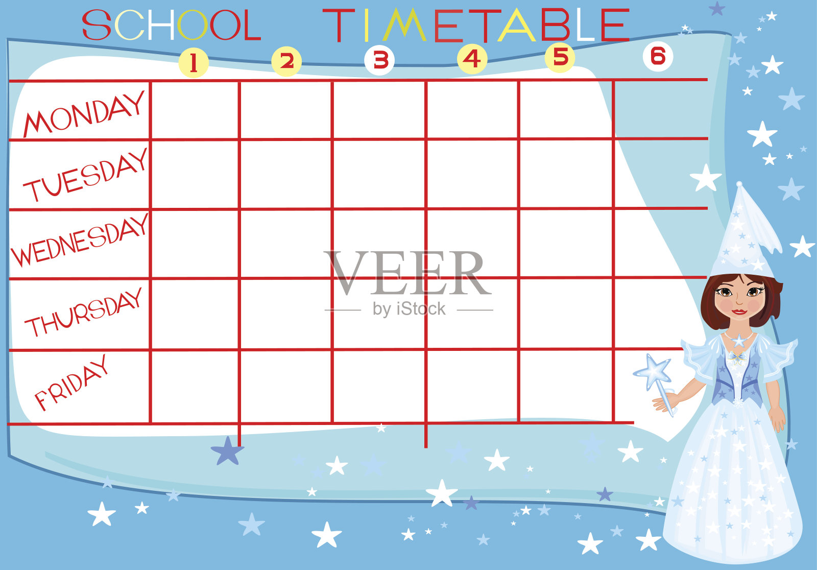 带仙女的课程表设计模板素材