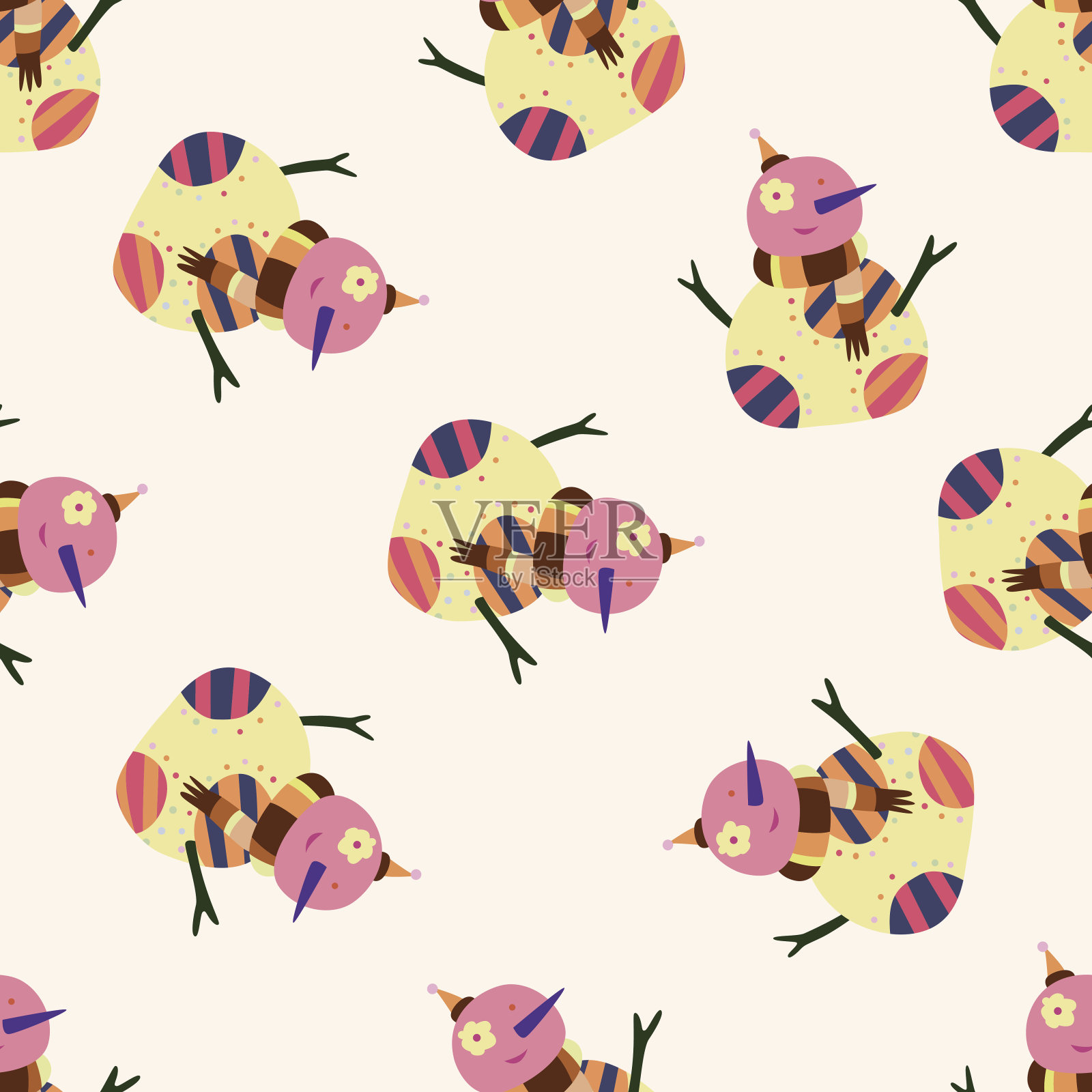 雪人卡通，卡通图案无缝背景插画图片素材