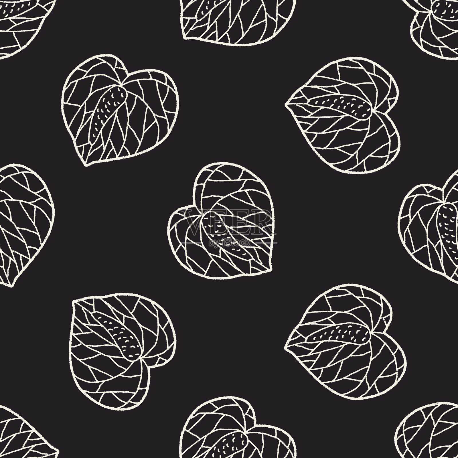 植物涂鸦无缝图案背景插画图片素材