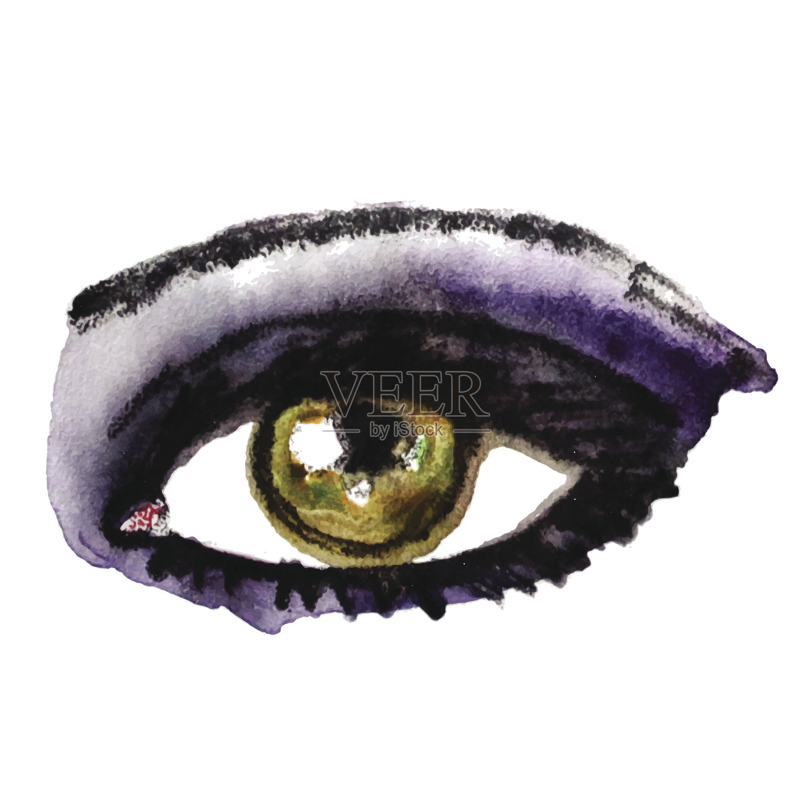水彩手绘眼睛。弥补。插画图片素材
