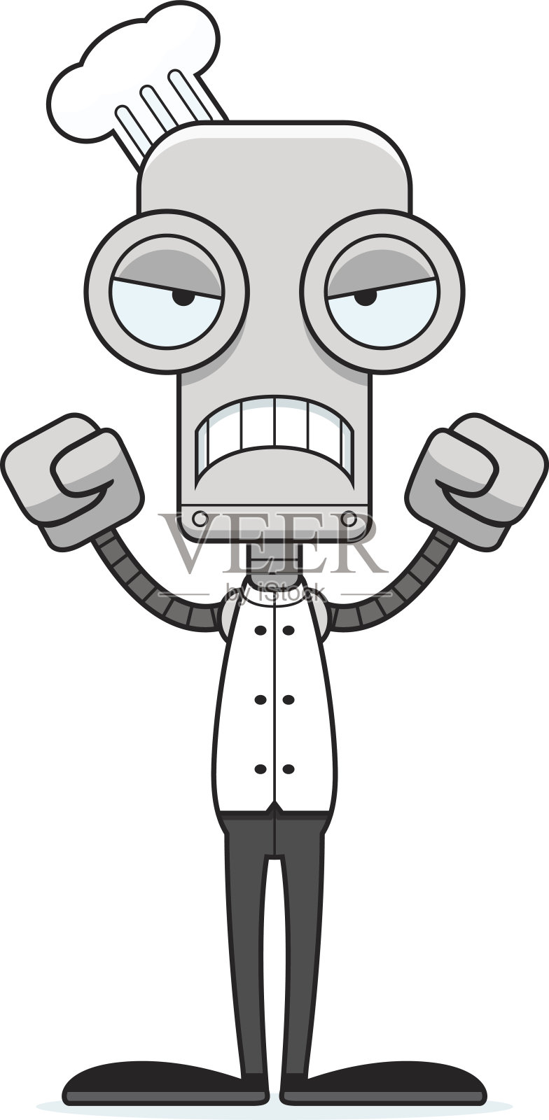 卡通愤怒厨师机器人插画图片素材