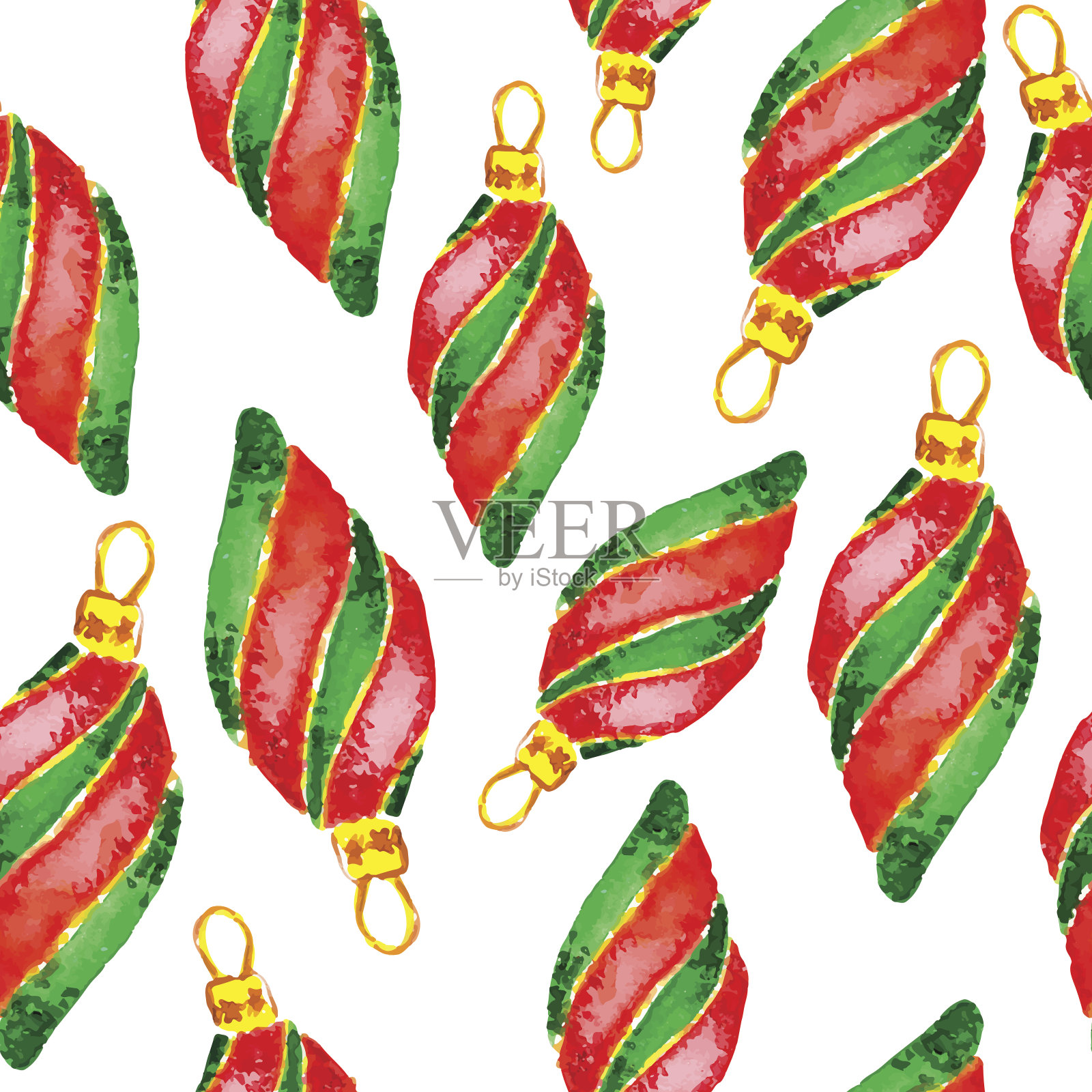 水彩圣诞和新年装饰插画图片素材