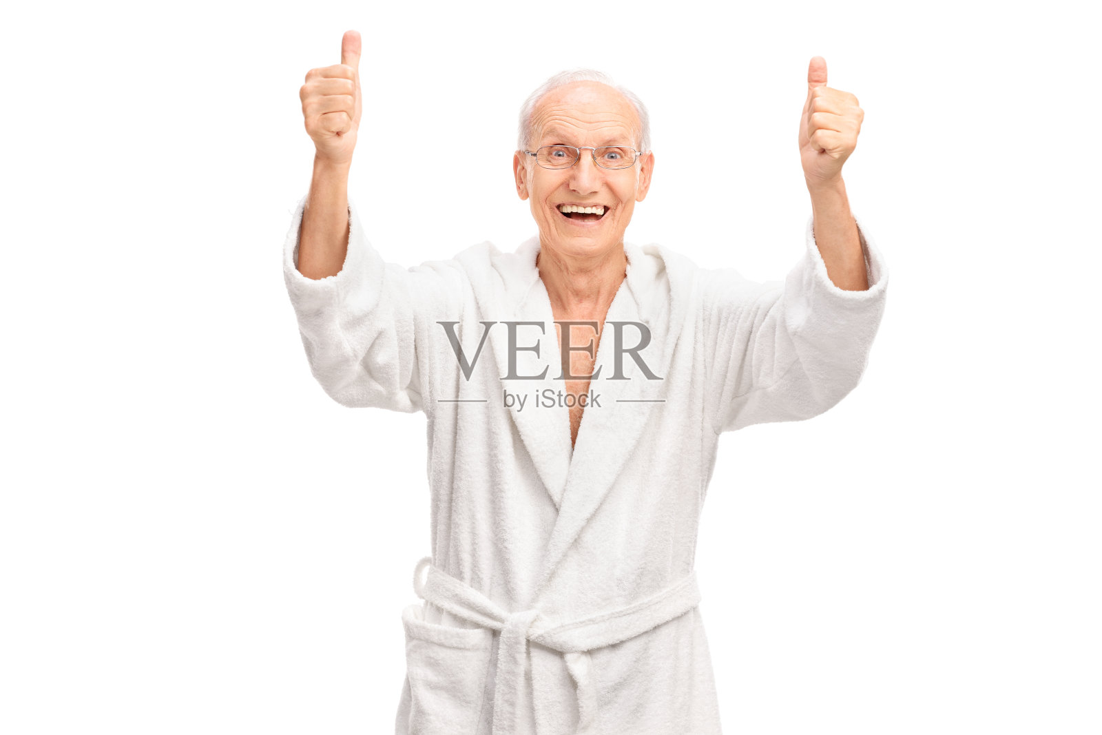 喜出望外的高年级学生竖起两个大拇指照片摄影图片