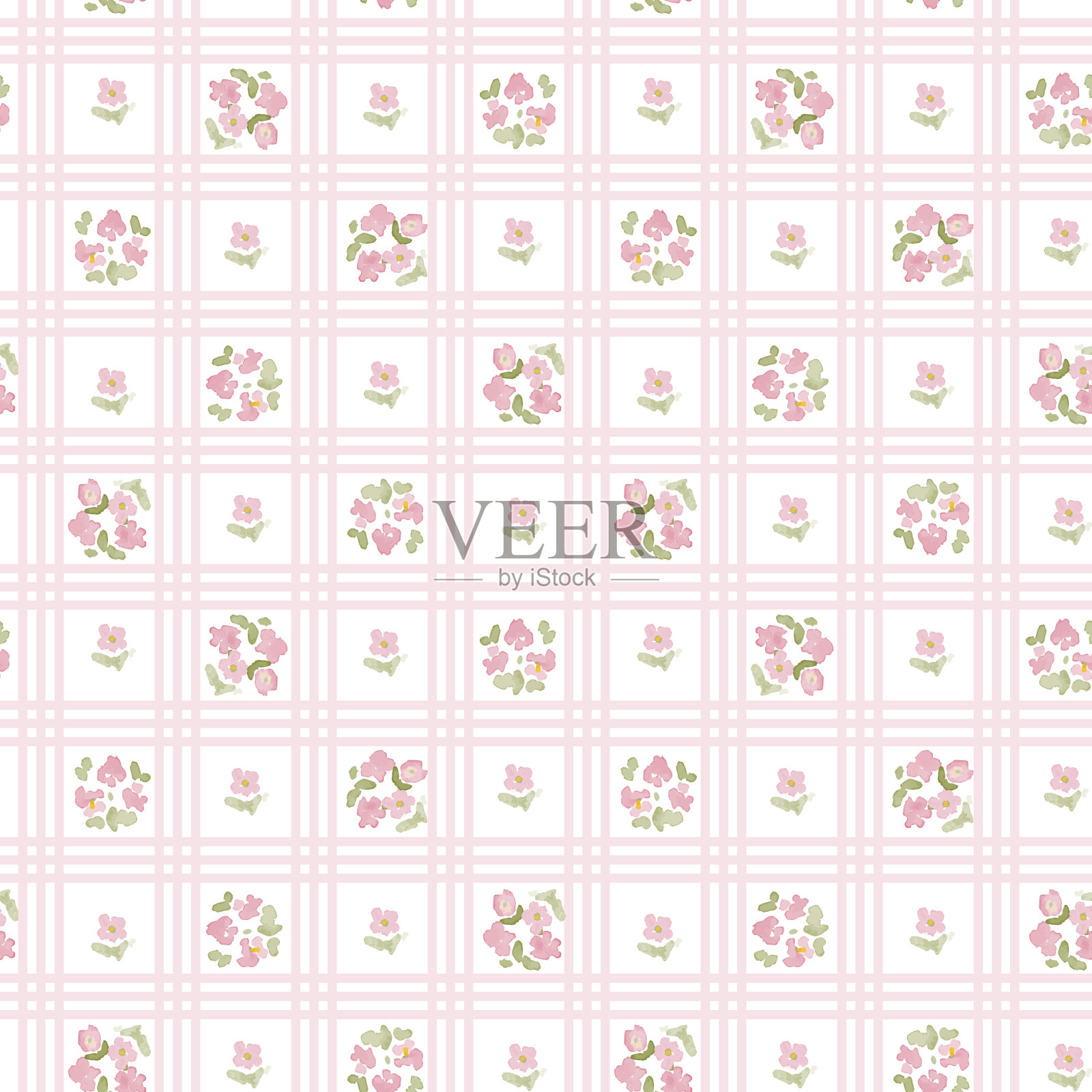 英国有横条纹的花图案。Vector花卉复古墙纸插画图片素材