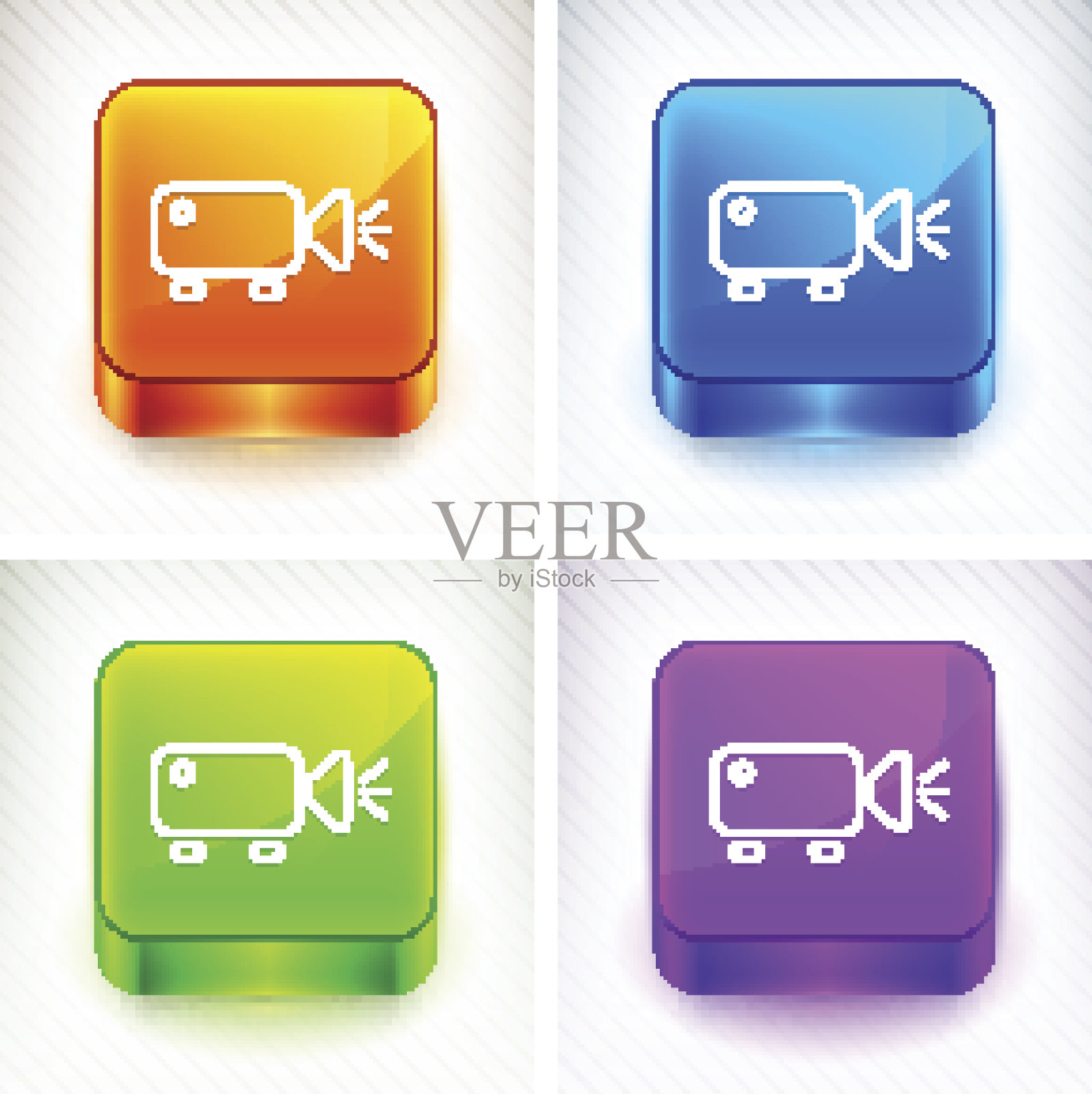 数字投影仪上的颜色方块按钮图标素材