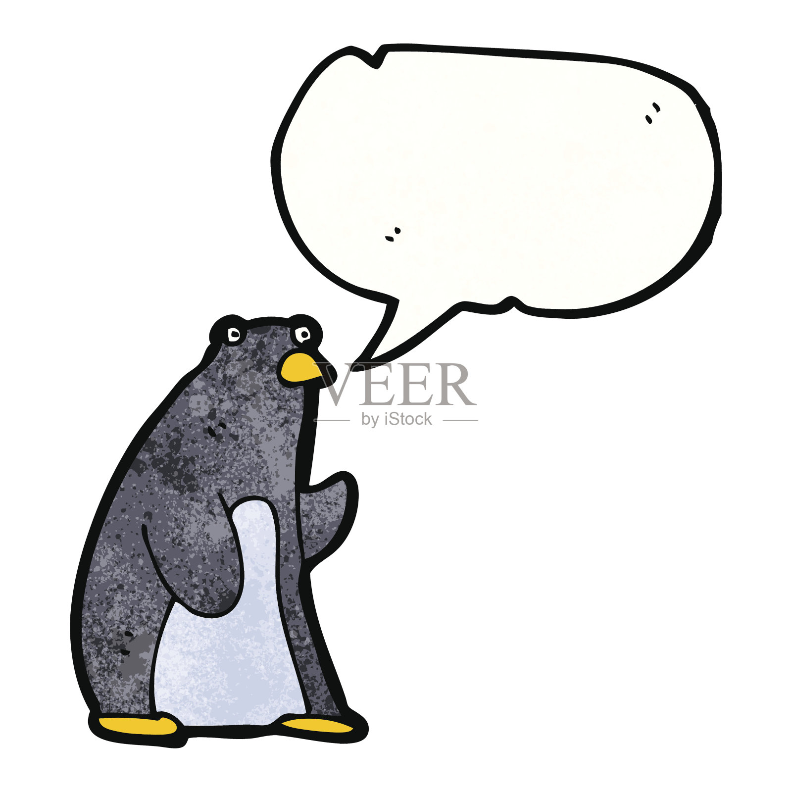 卡通企鹅与语音泡泡设计元素图片