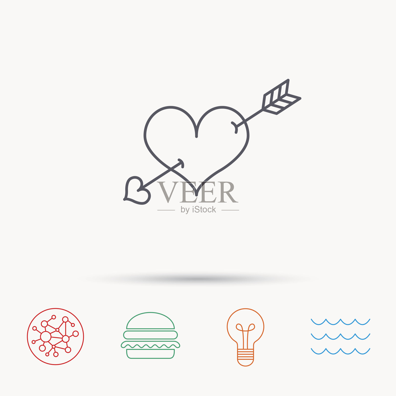 爱的心图标。恋情箭头标志。插画图片素材