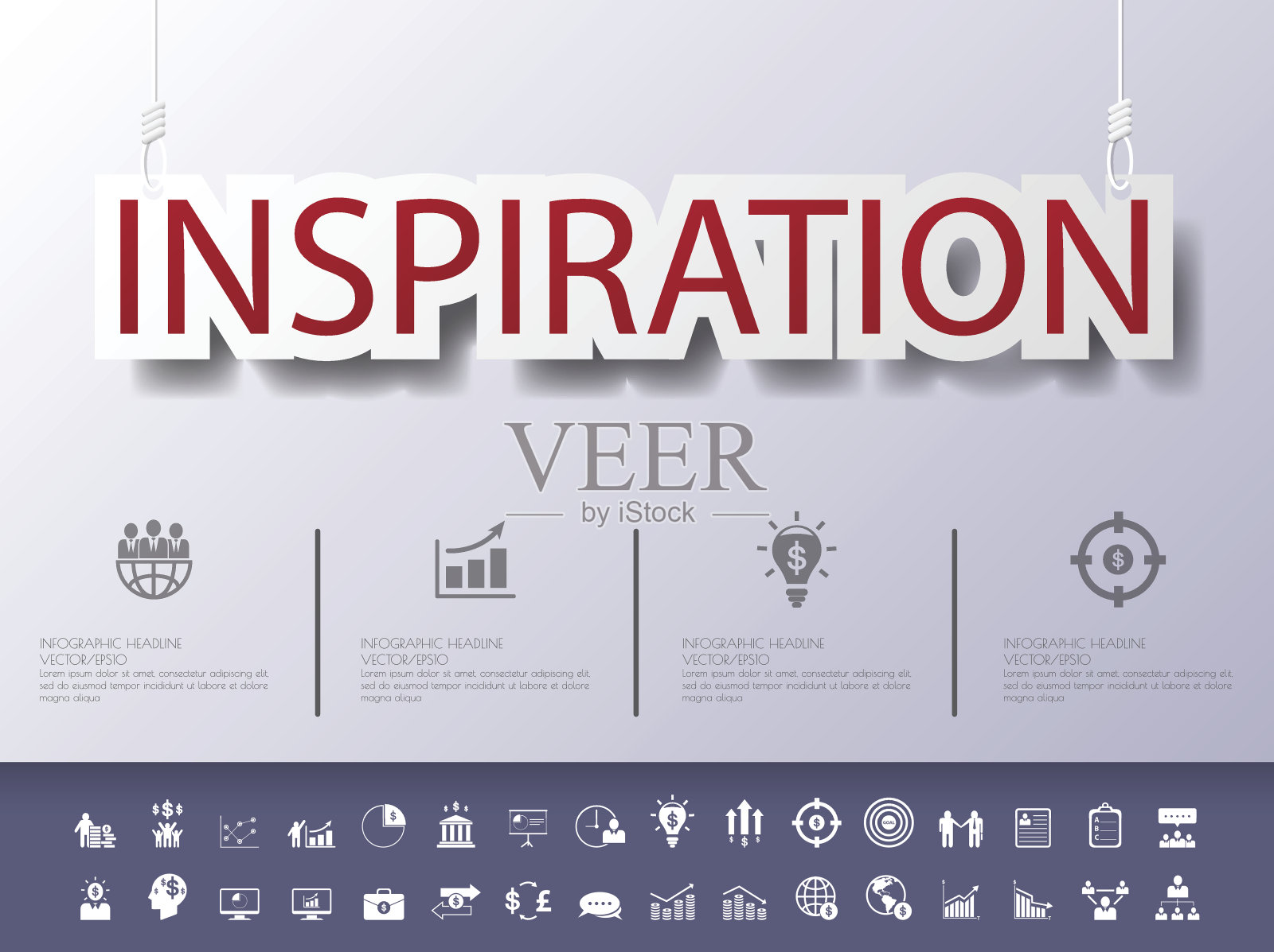 设计抽象的信息图形前面的绳子。向量/树脂插画图片素材