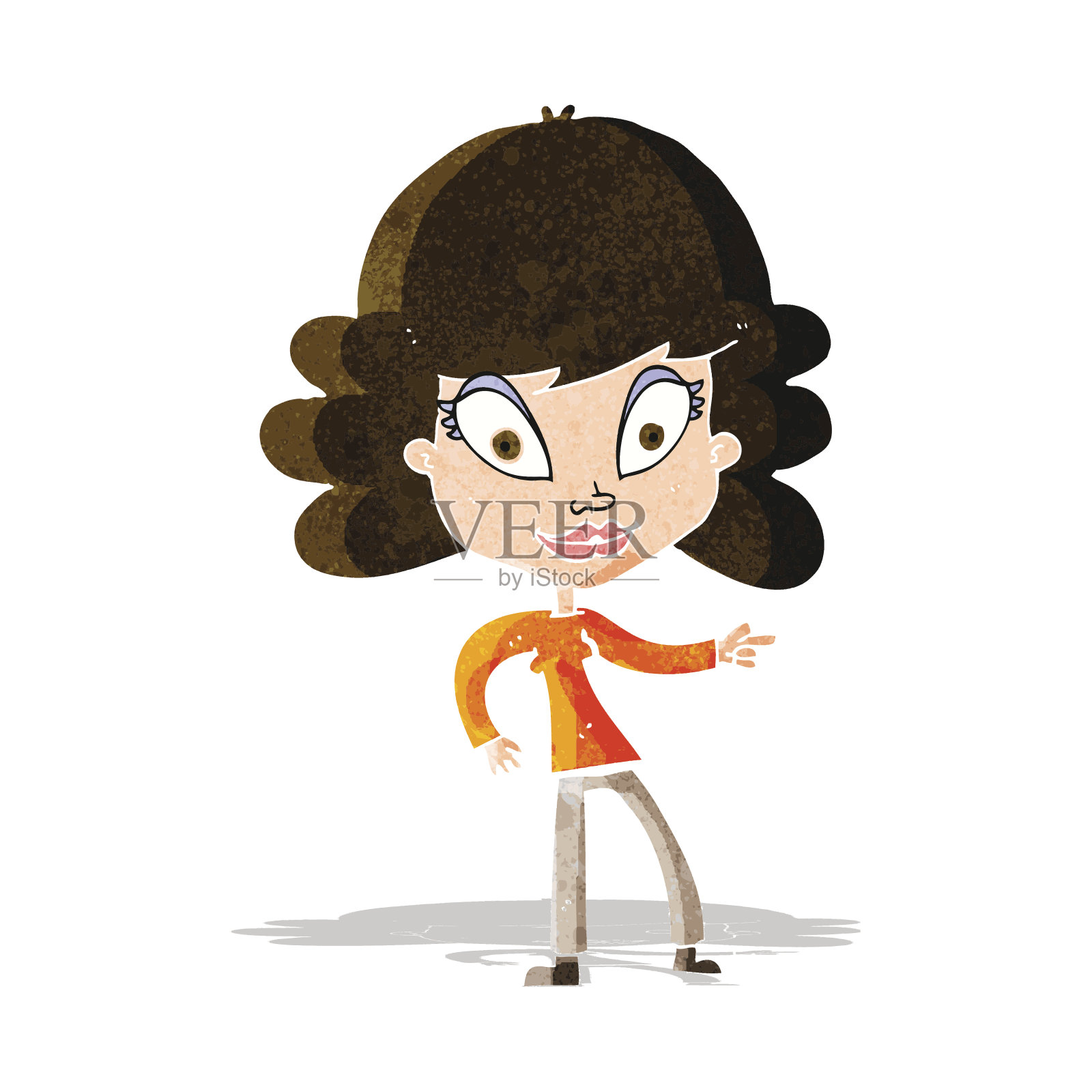 卡通女人指向插画图片素材