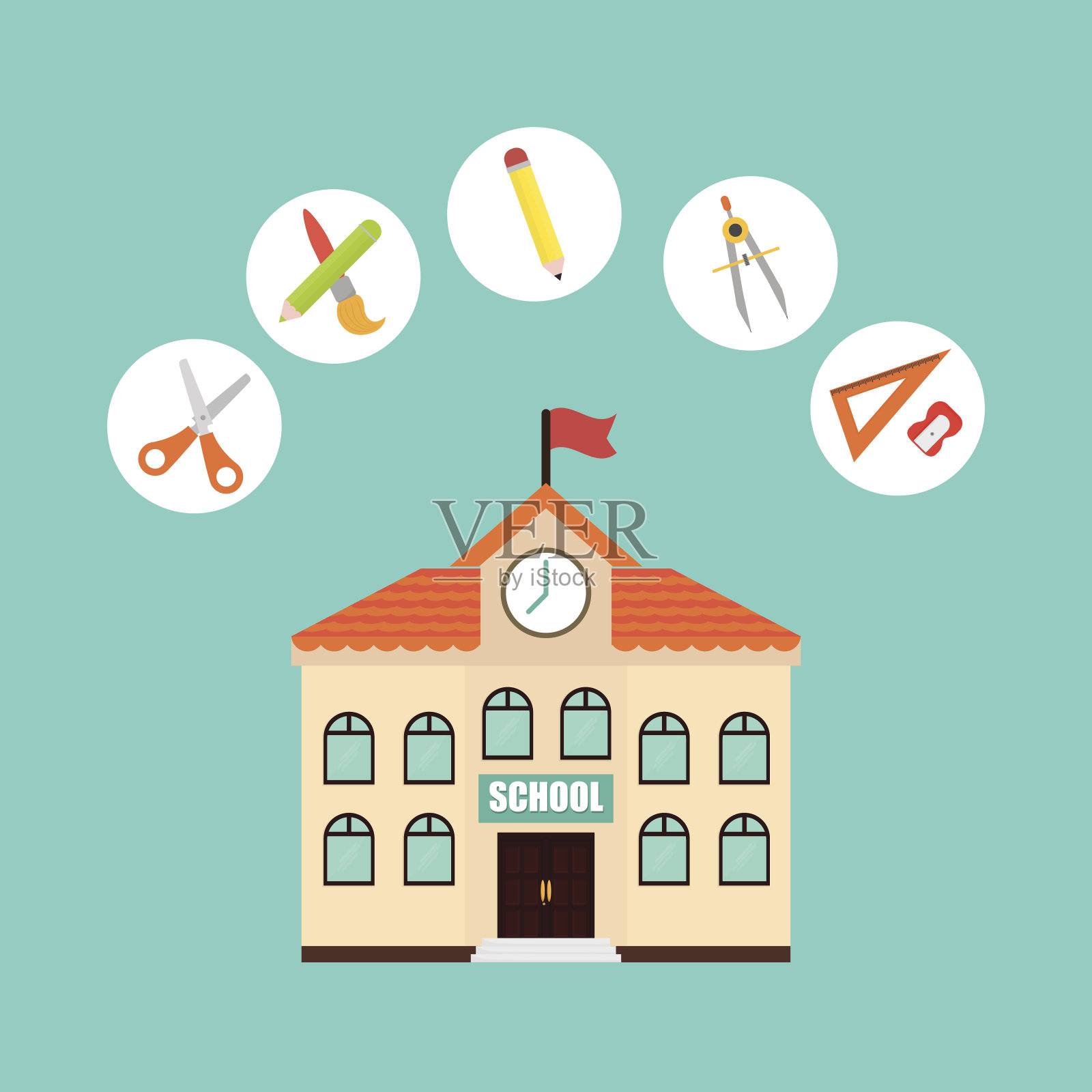 回到学校设计。插画图片素材