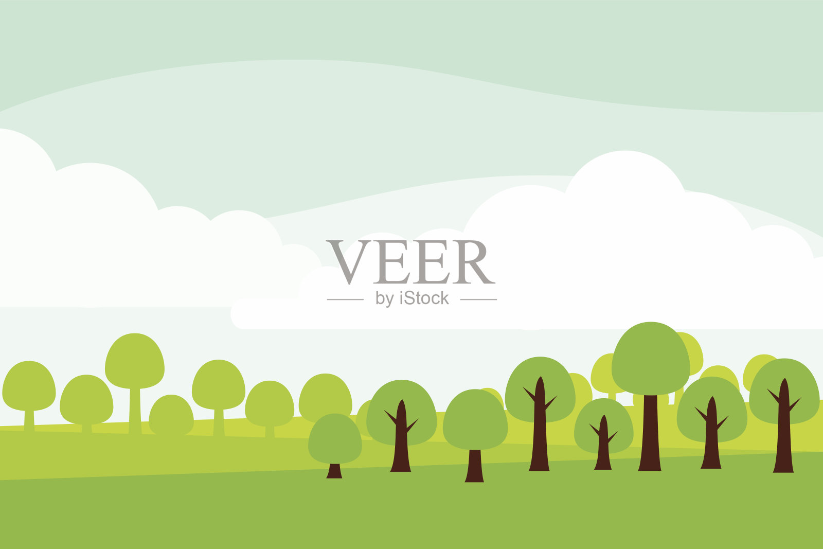 简单的夏天的风景插画图片素材