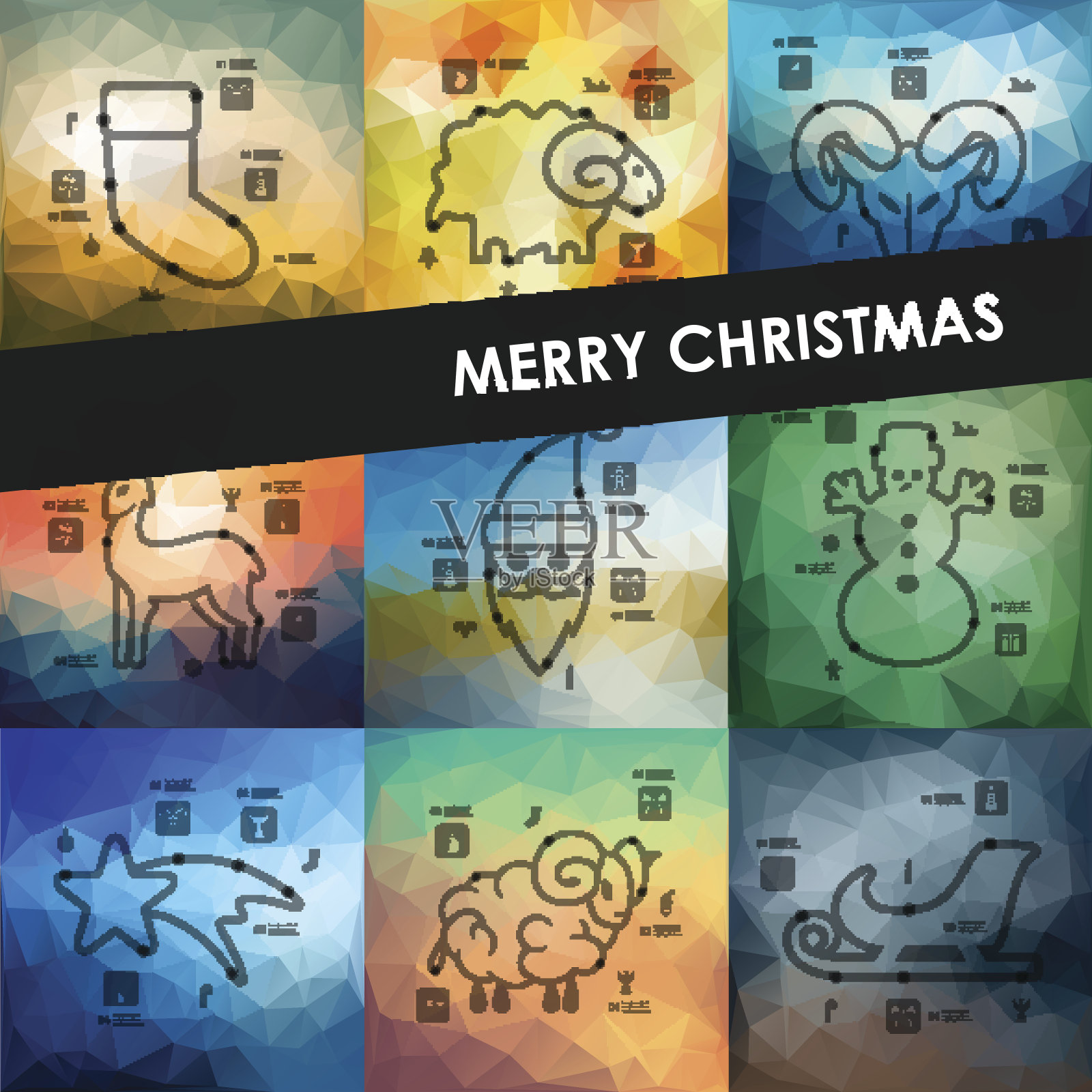 圣诞节时间线信息图与模糊的背景插画图片素材