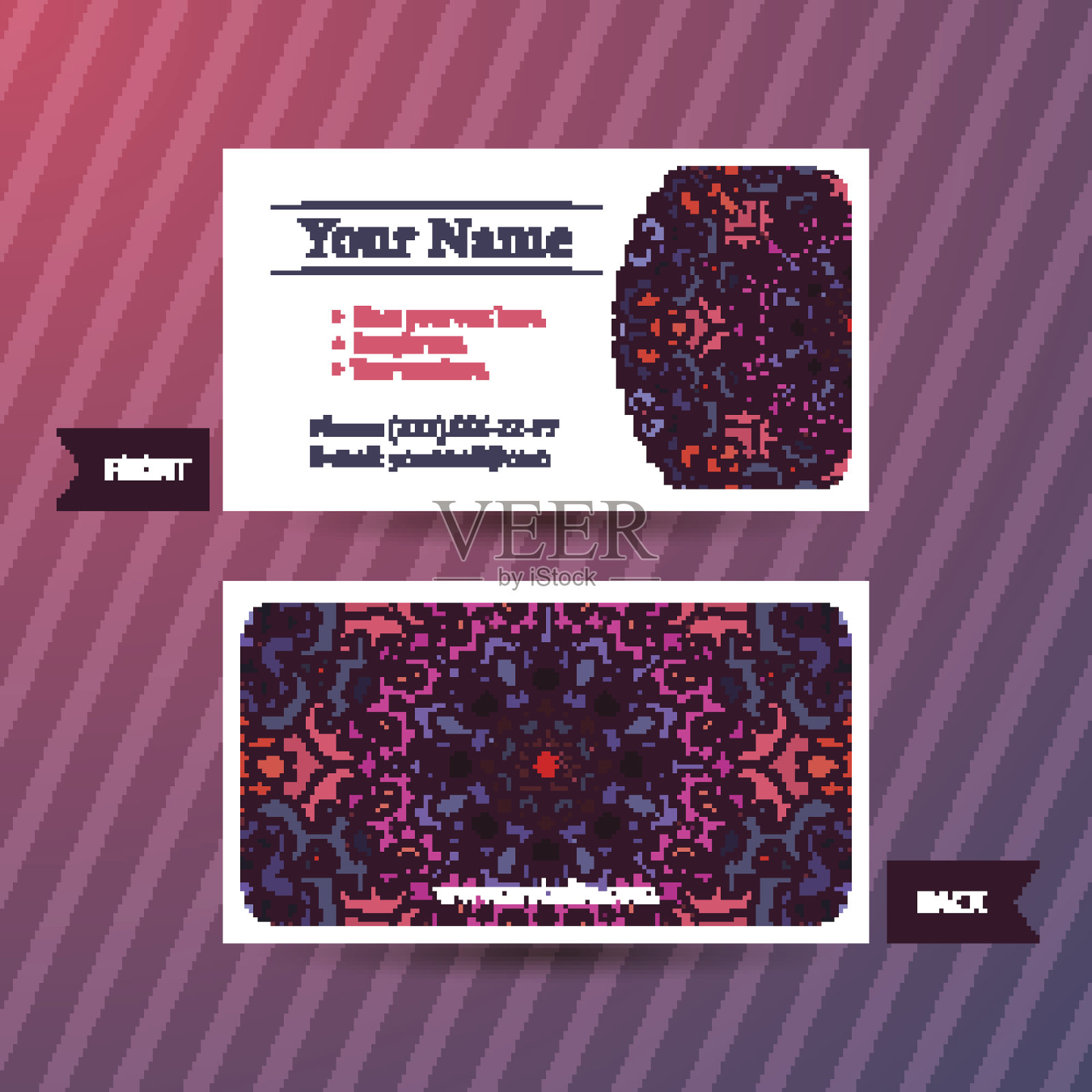 带有彩色装饰的名片设计模板素材