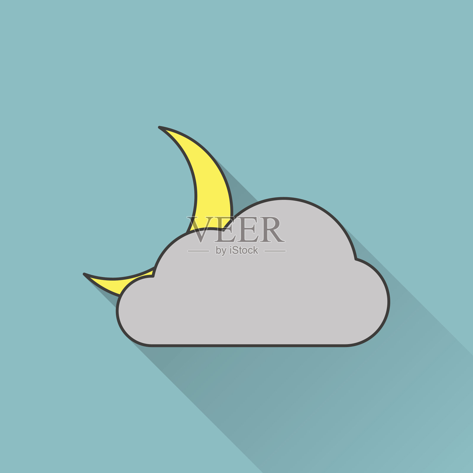 多云之夜的象征插画图片素材