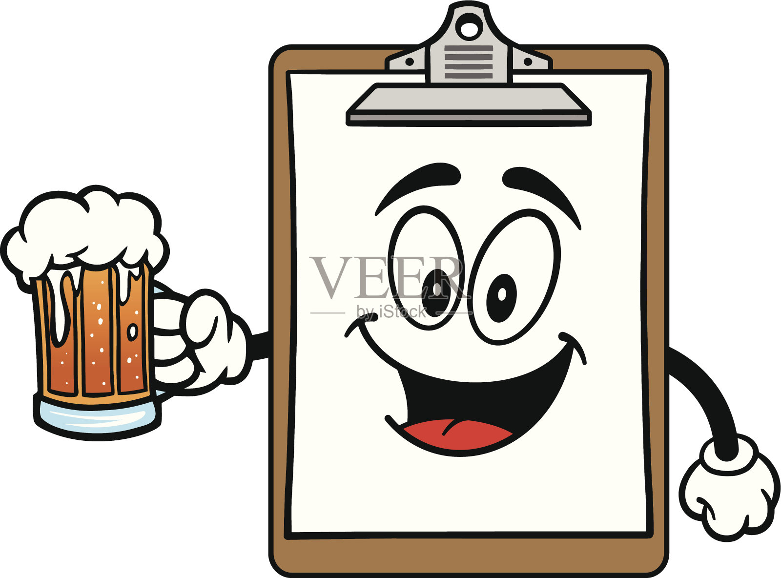 带啤酒的剪贴板吉祥物设计元素图片