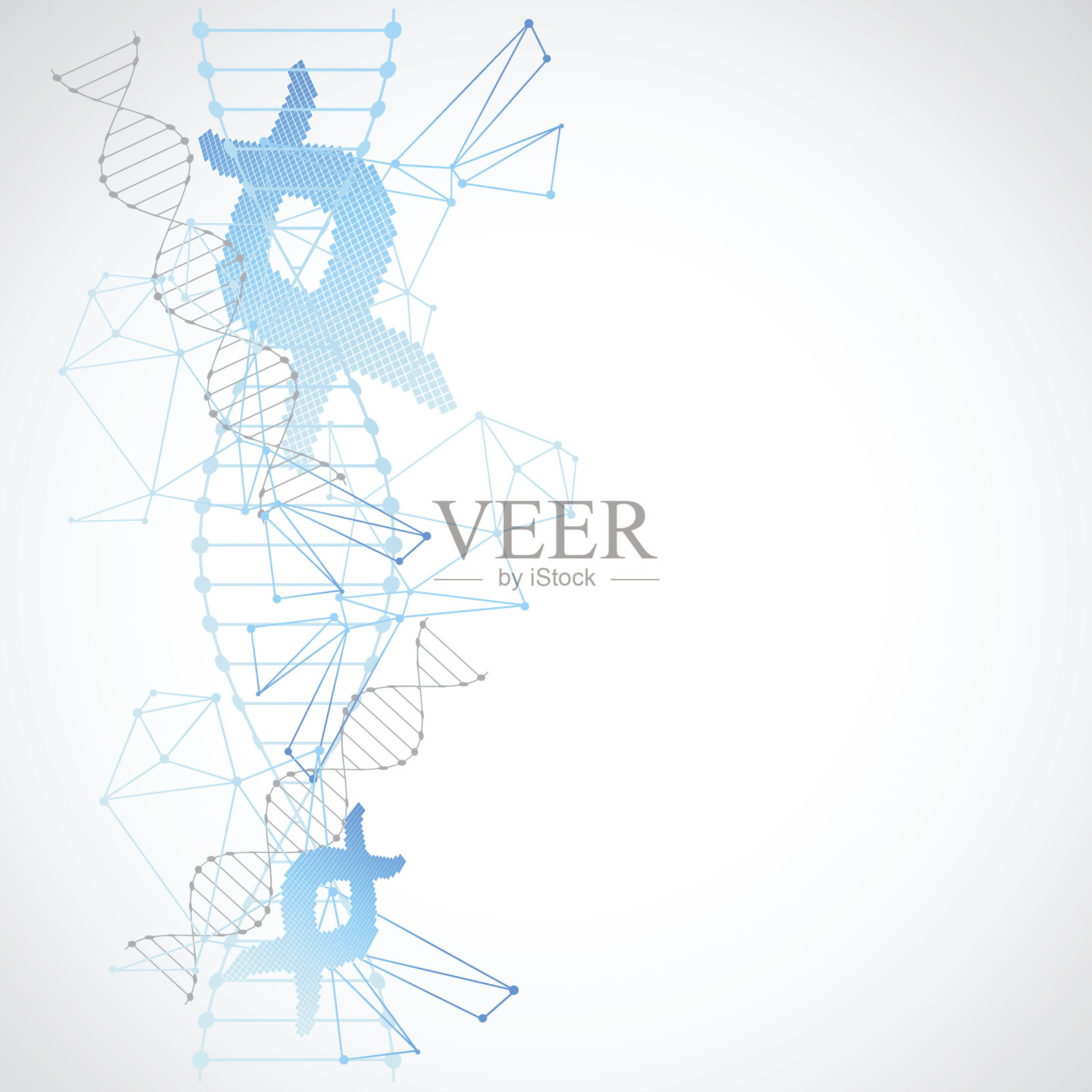 抽象DNA像素艺术背景。插画图片素材