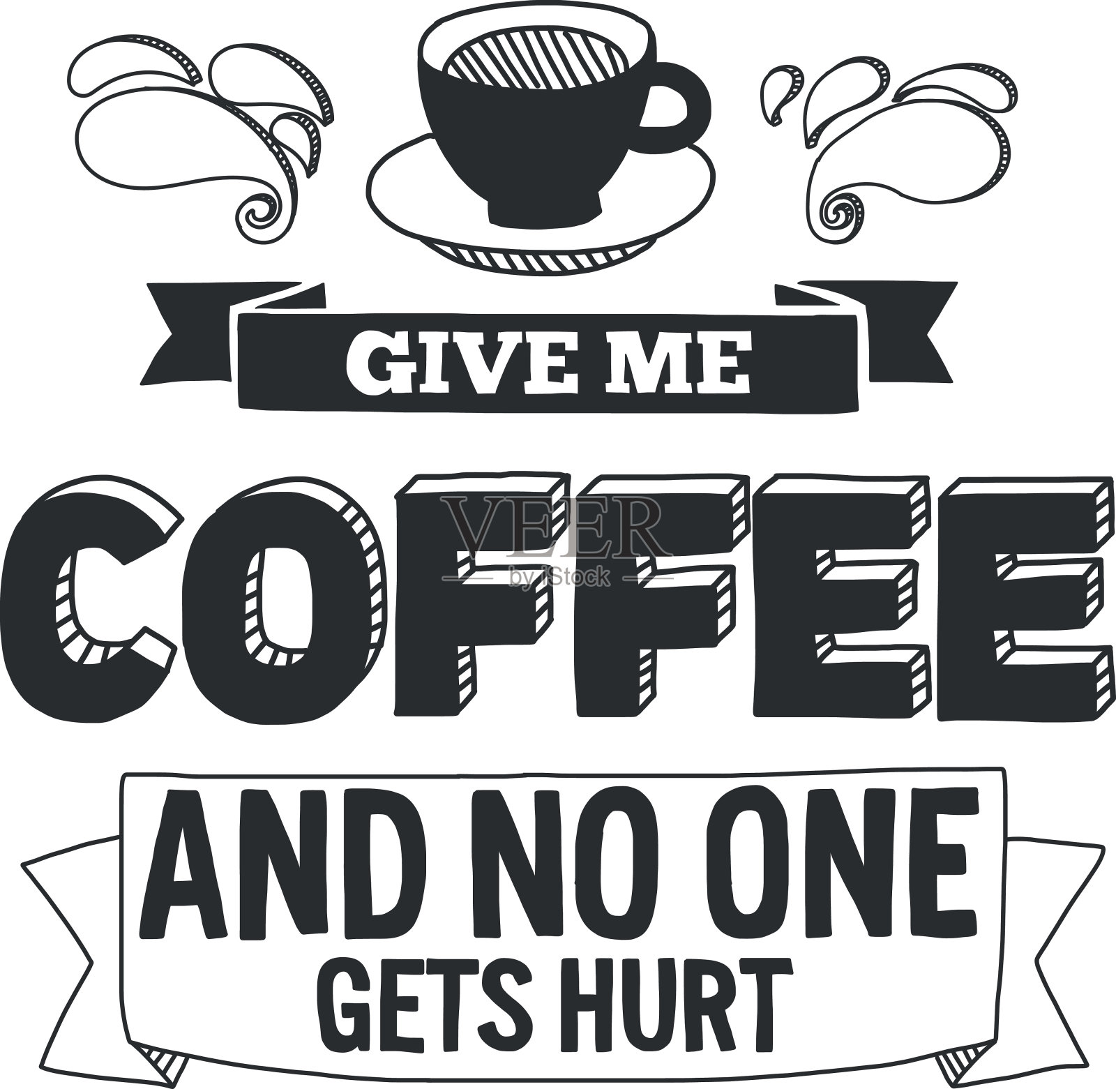 咖啡报价。海报和letterinng插画图片素材